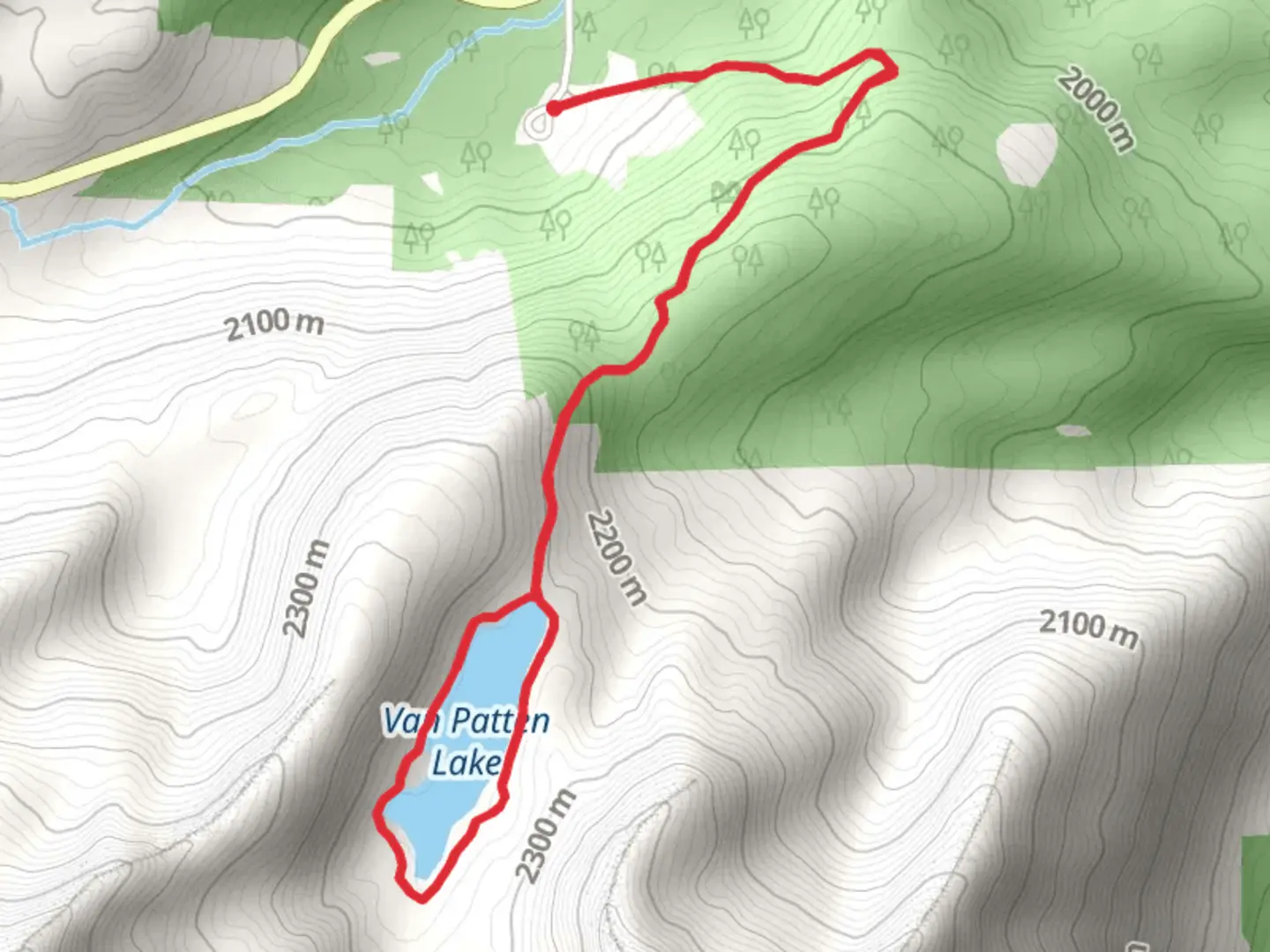 An image depicting the trail Van Patten Lake Trail Loop and its surrounding area.