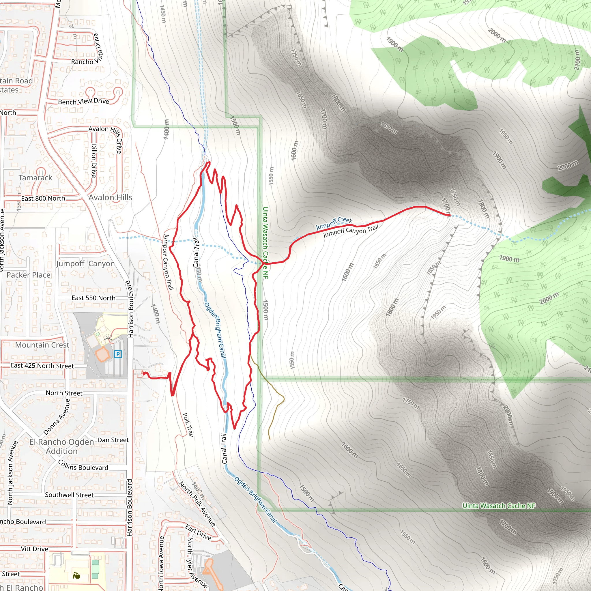 Jumpoff Canyon Trail mobile static map