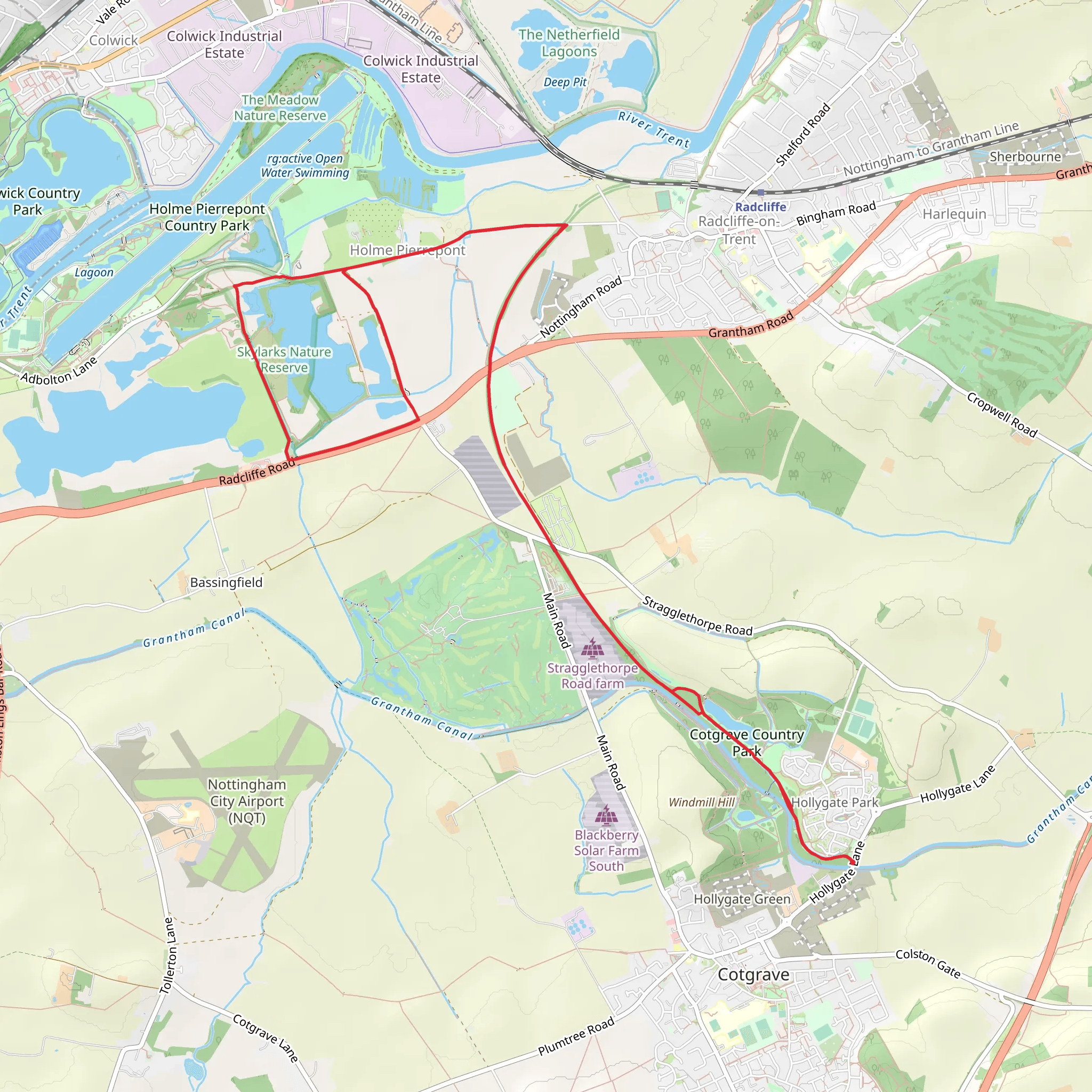 Cotgrave Country Park, Skylarks Nature Reserve and Hackett Lake Walk mobile static map