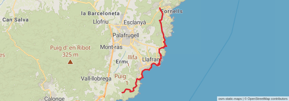 GR 92 Sendero del Mediterráneo Cataluña stage 8 Map