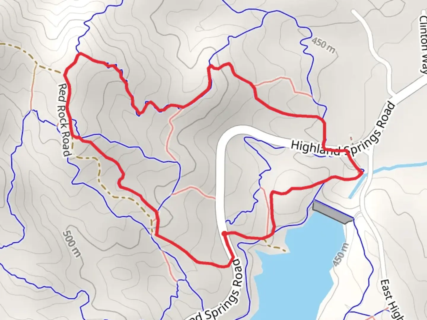 An image depicting the trail Boot Hill and Highland Springs Road Loop and its surrounding area.