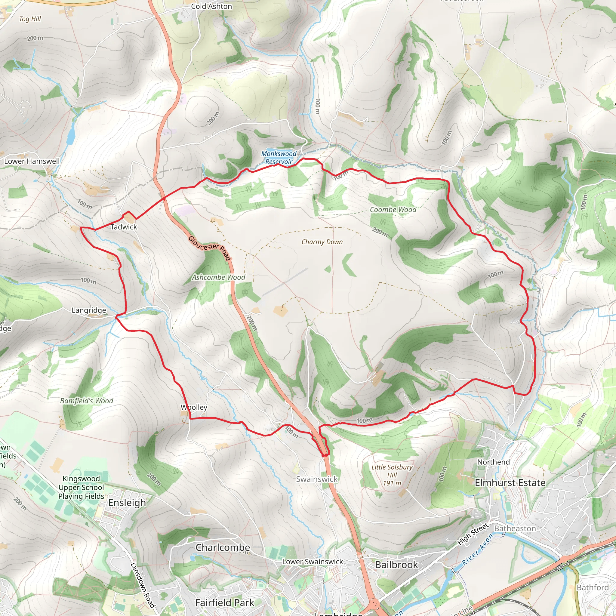 Upper Swainwick Look via Monkswood Reservoir mobile static map