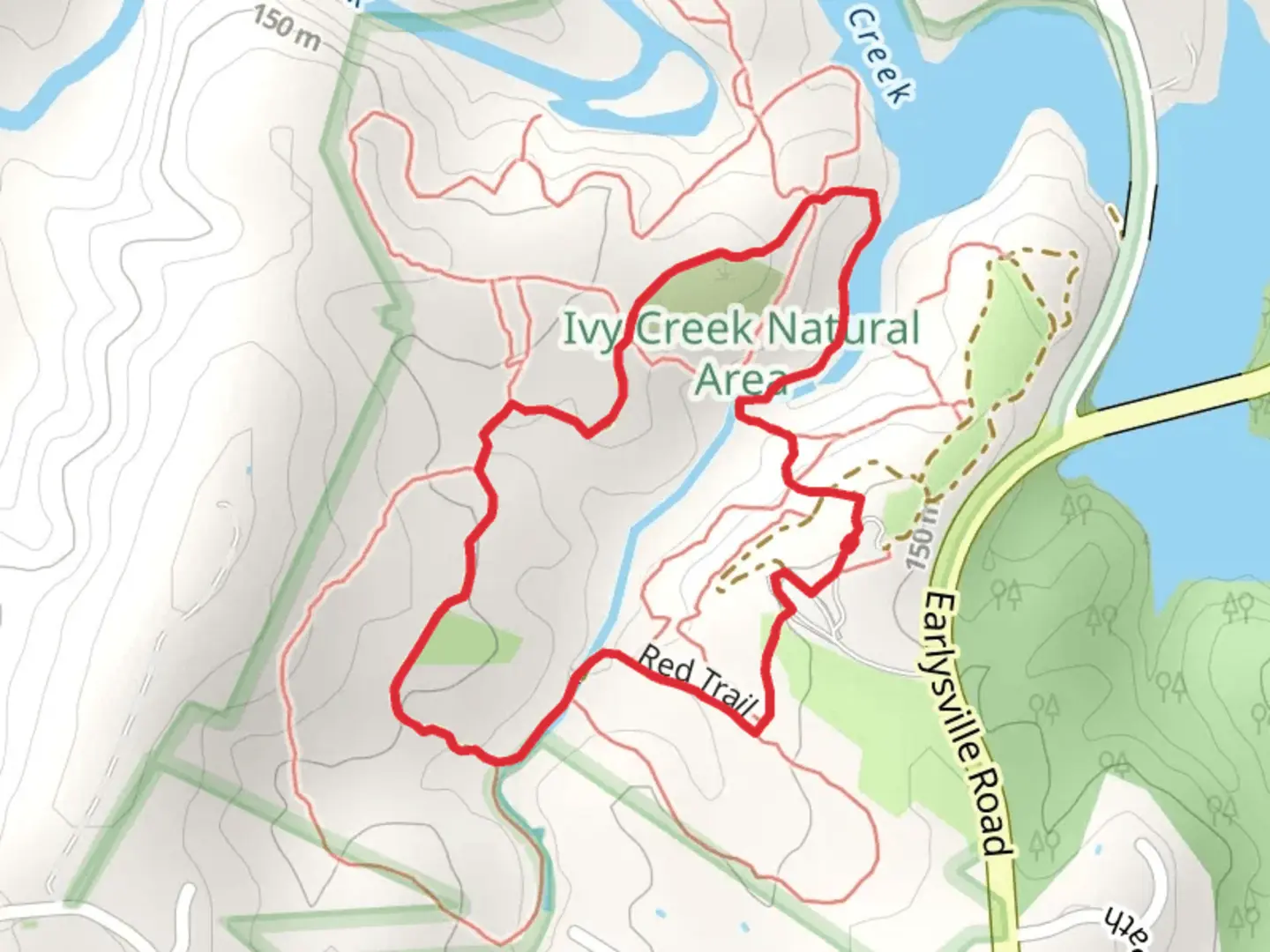 An image depicting the trail Red Loop Trail and its surrounding area.