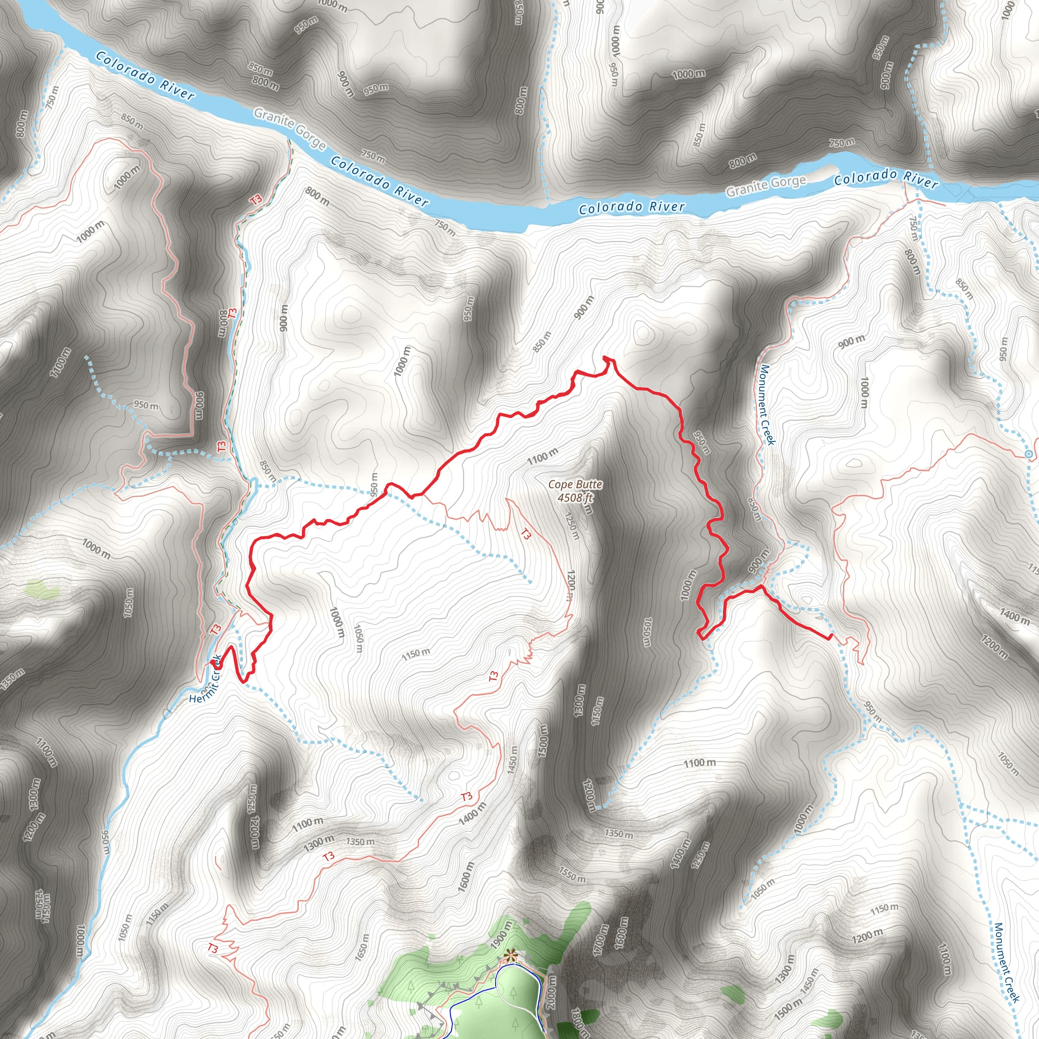 Tonto Trail and West Tonto Trail mobile static map