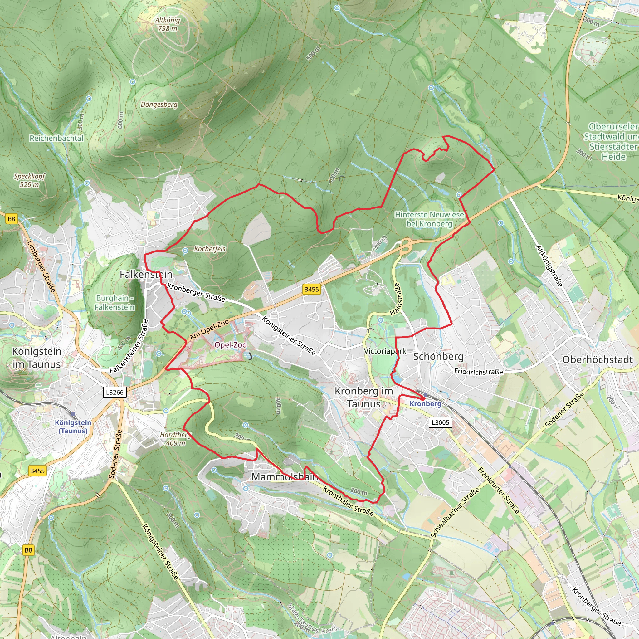 Kronberg and Falkenstein Loop via Hinterste Neuwiese bei Kronberg mobile static map