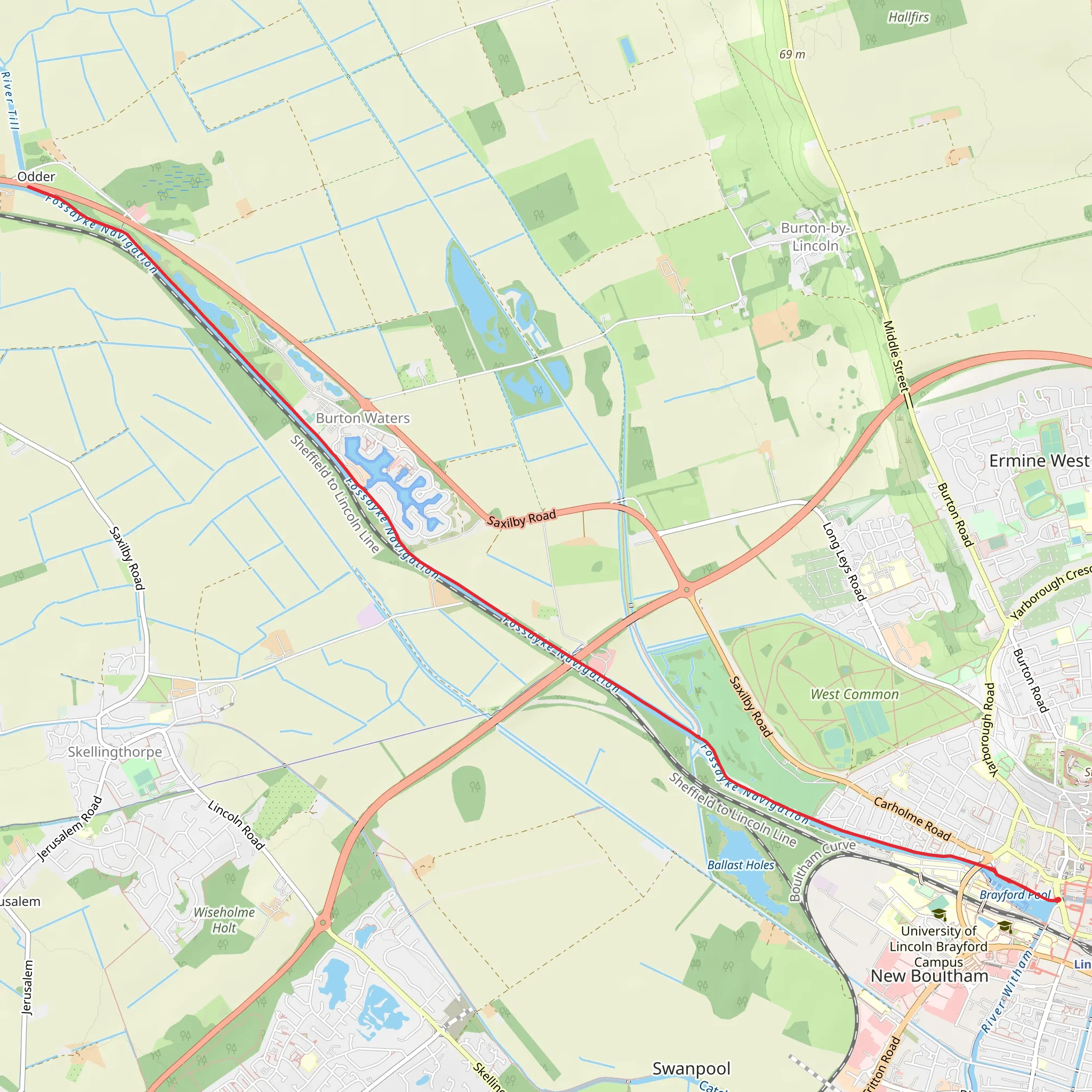 Fossdyke Canal mobile static map