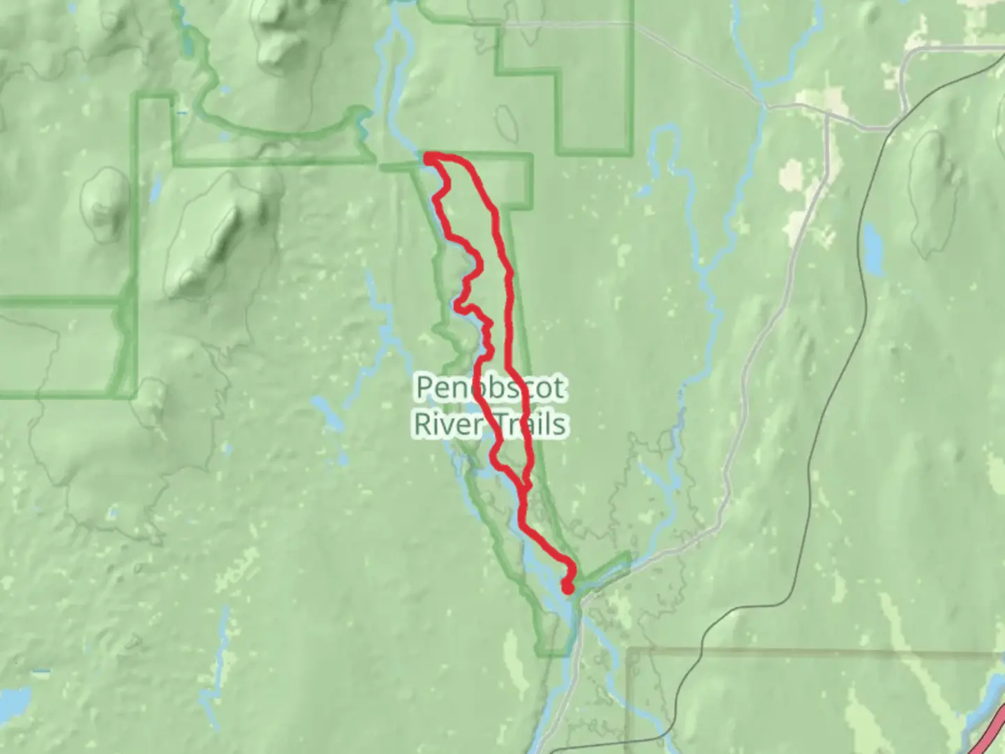 An image depicting the trail East Branch Penobscot River Loop via Silver Maple Trail and its surrounding area.