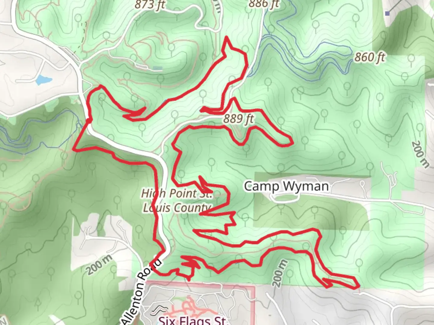 An image depicting the trail DeClue Loop Trail and its surrounding area.