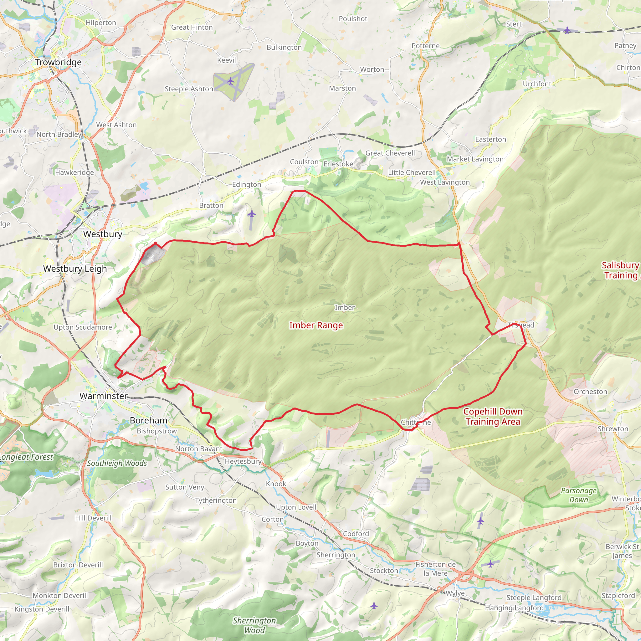 Imber Range Perimeter Path mobile static map