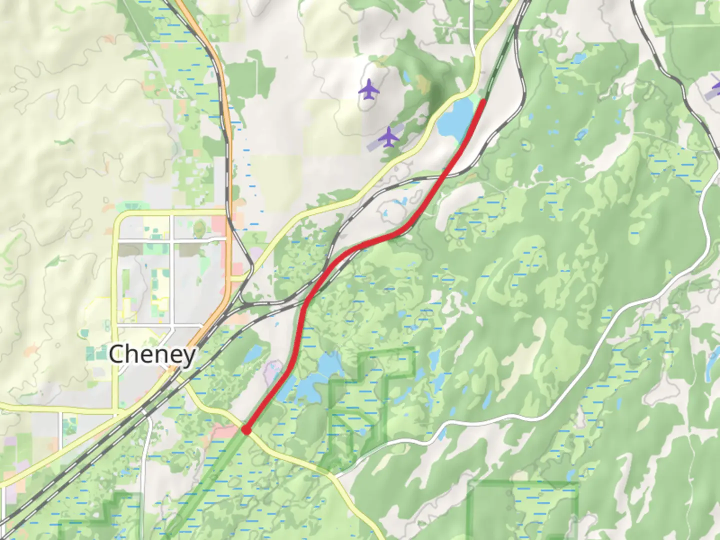 An image depicting the trail Fish Lake via Columbia Plateau Trail and its surrounding area.