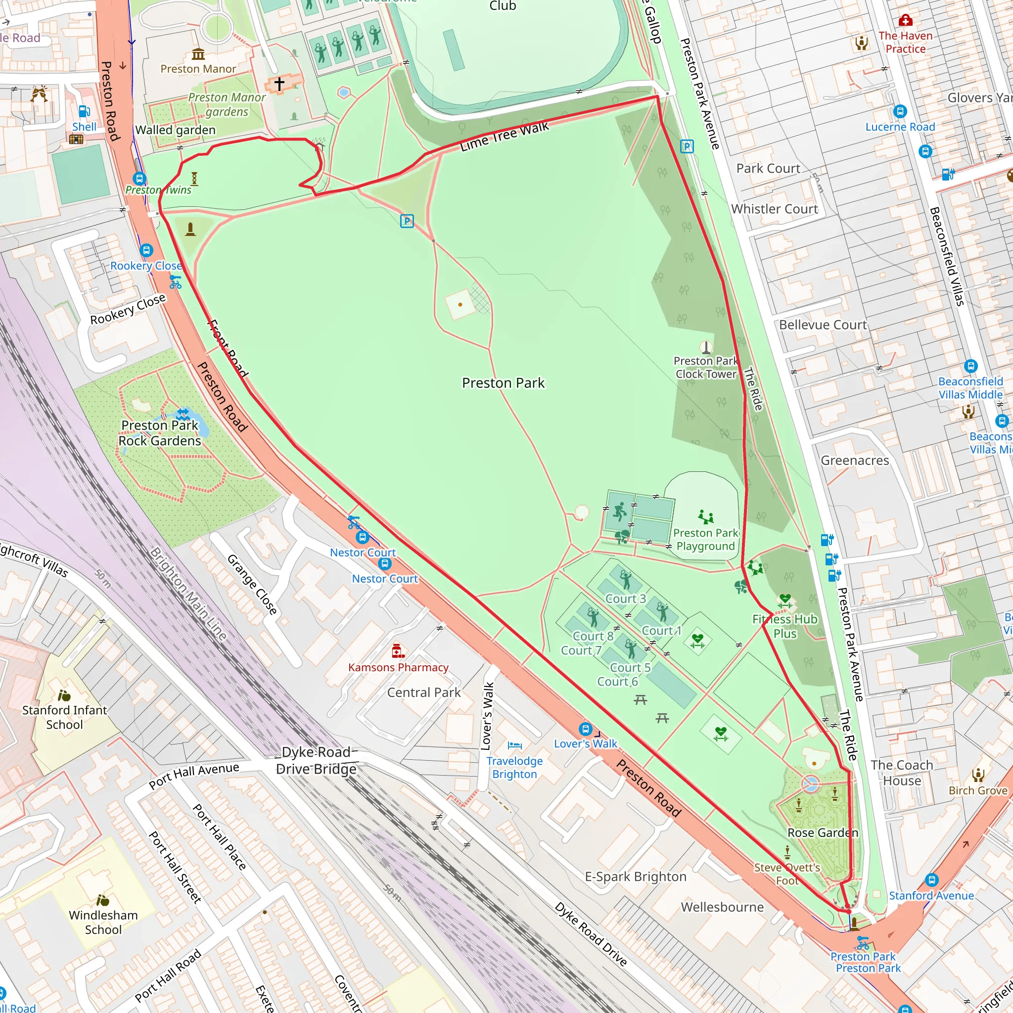 Preston Park Loop mobile static map