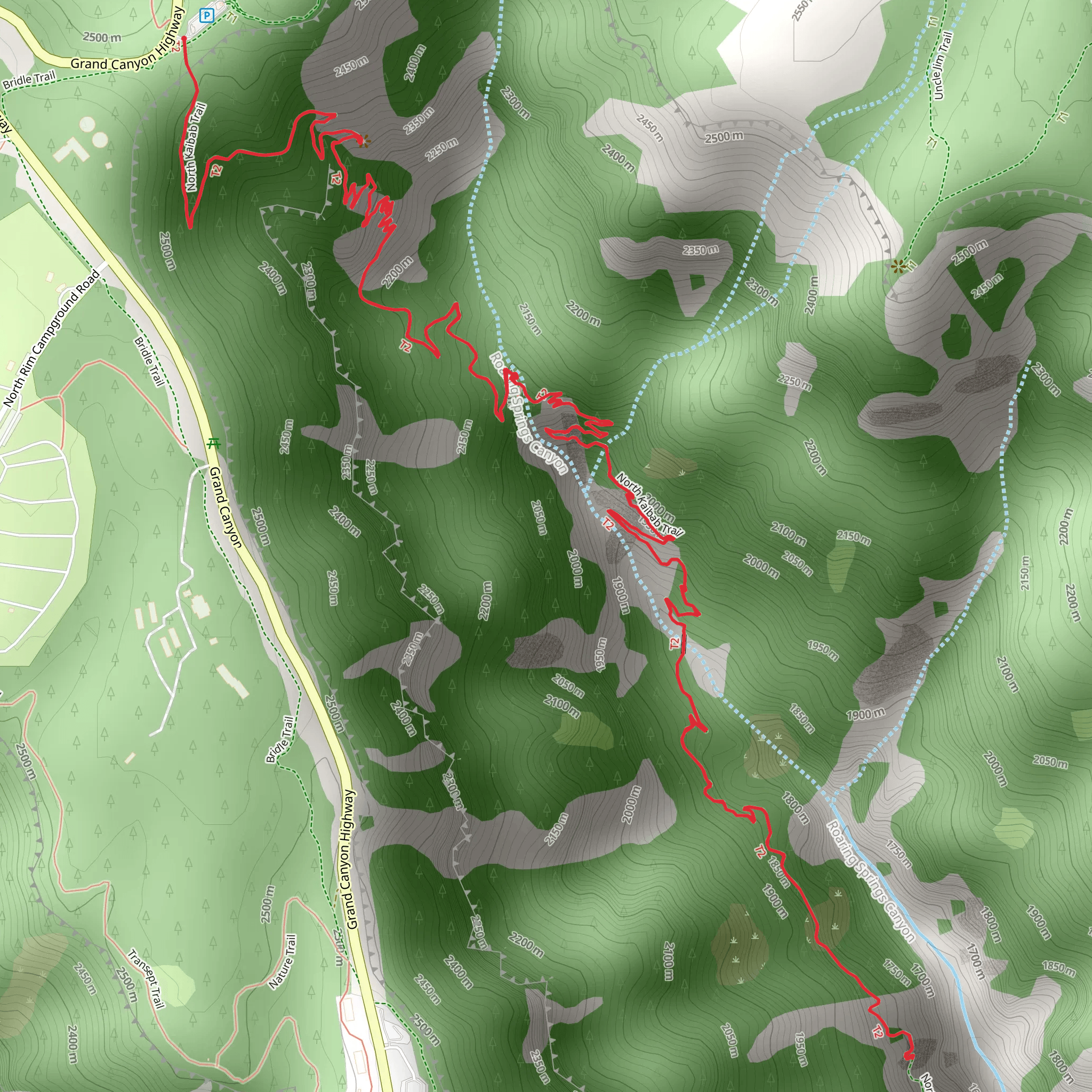 North Kaibab Short Trail from Grand Canyon Highway mobile static map