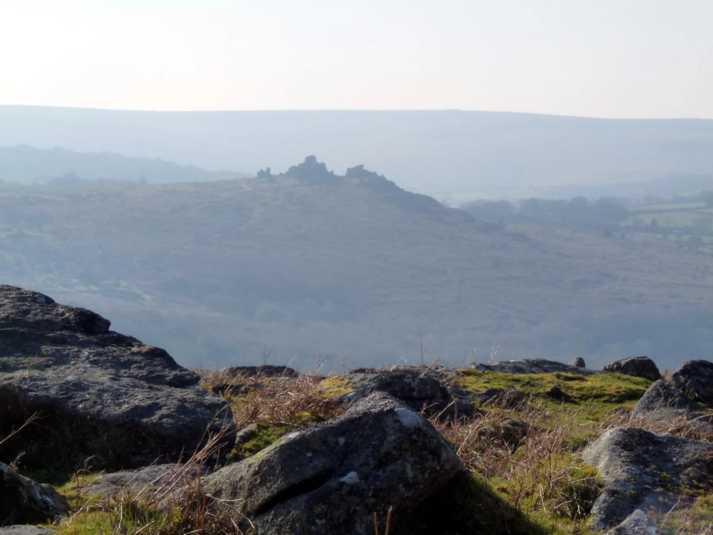 An image depicting the trail Hound Tor, Cairn and Black Hill Loop and its surrounding area.