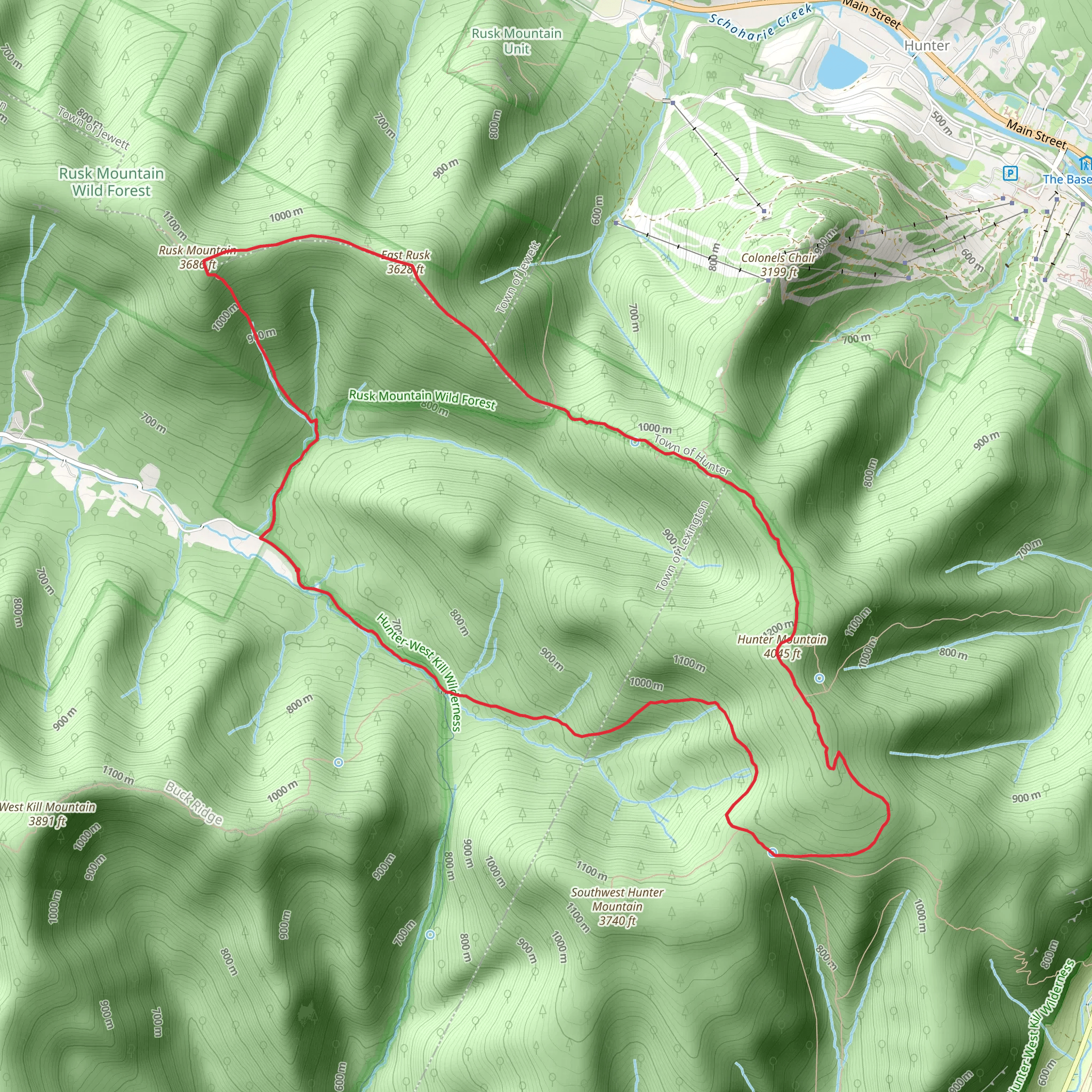 Hunter Mountain and Rusk Mountain Loop Trail mobile static map