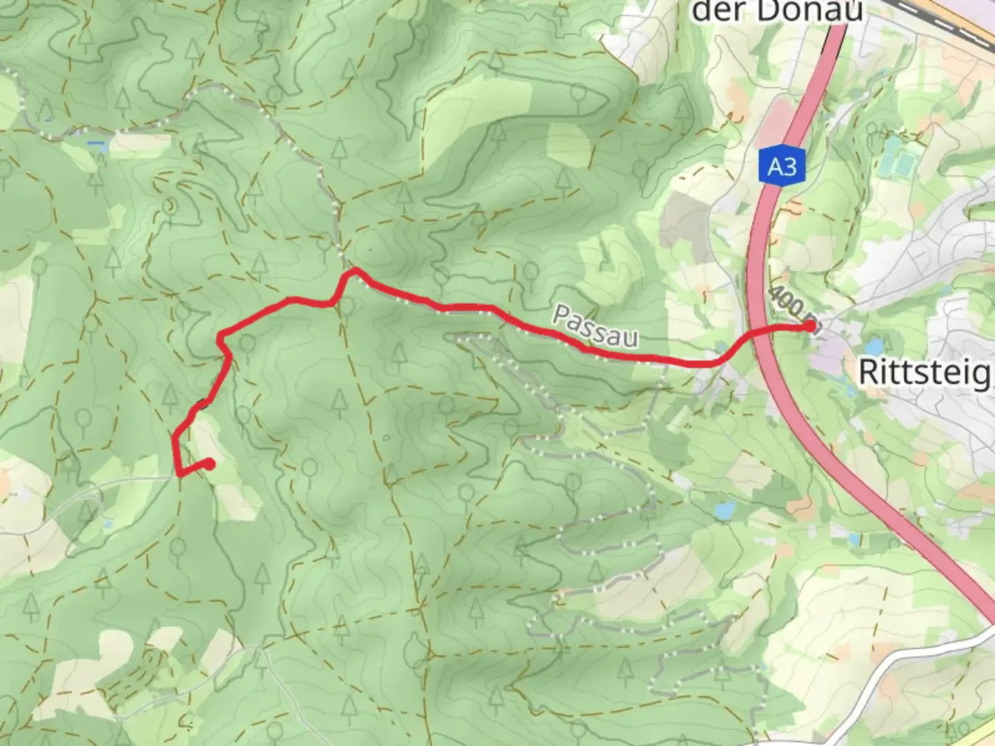 An image depicting the trail Alte Poststrasse and its surrounding area.