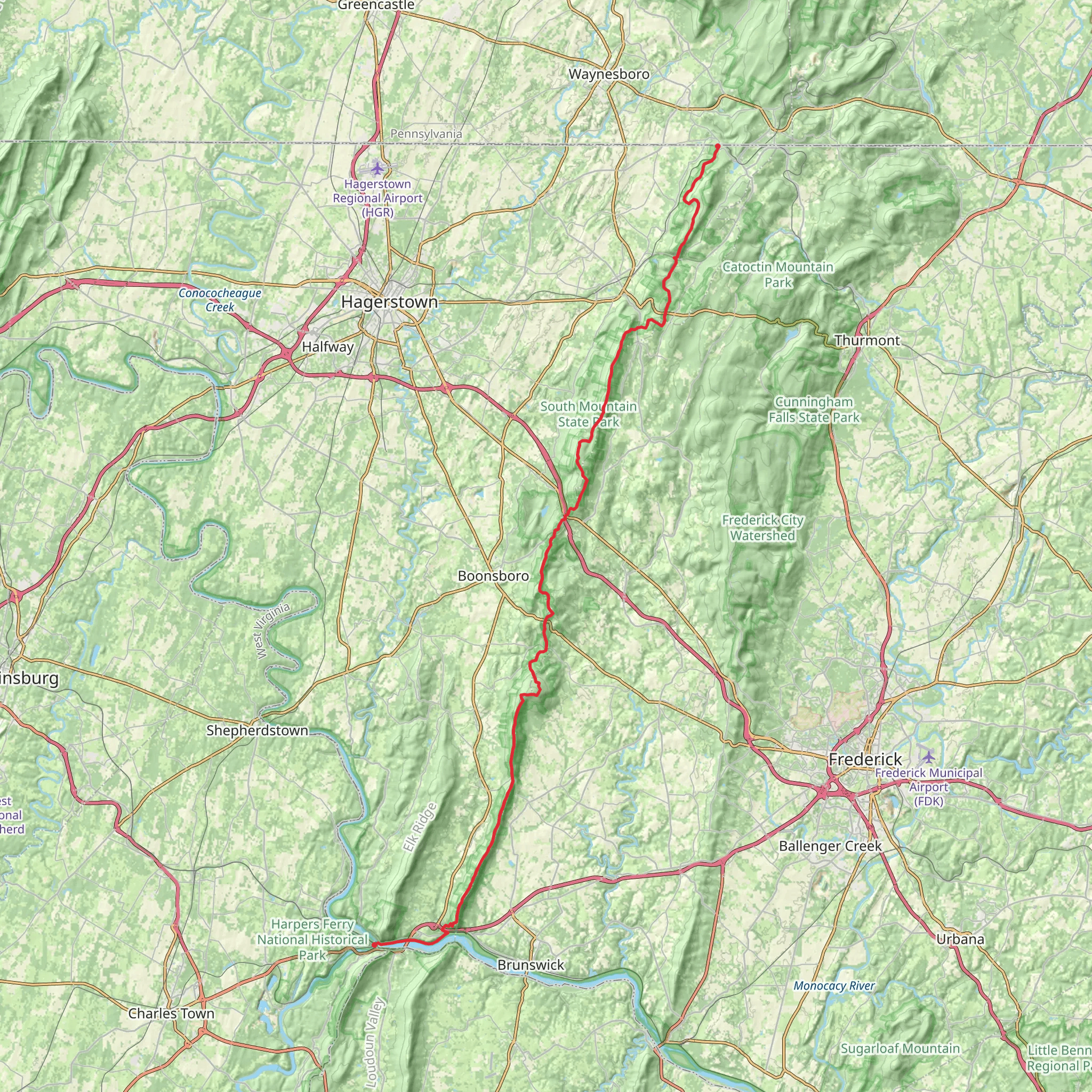 Appalachian Trail - Maryland mobile static map