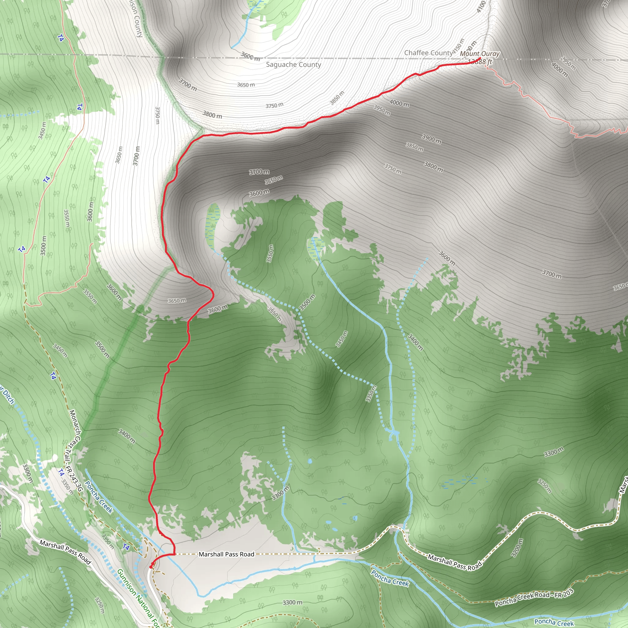 Mount Ouray from Marshalls Pass Road mobile static map