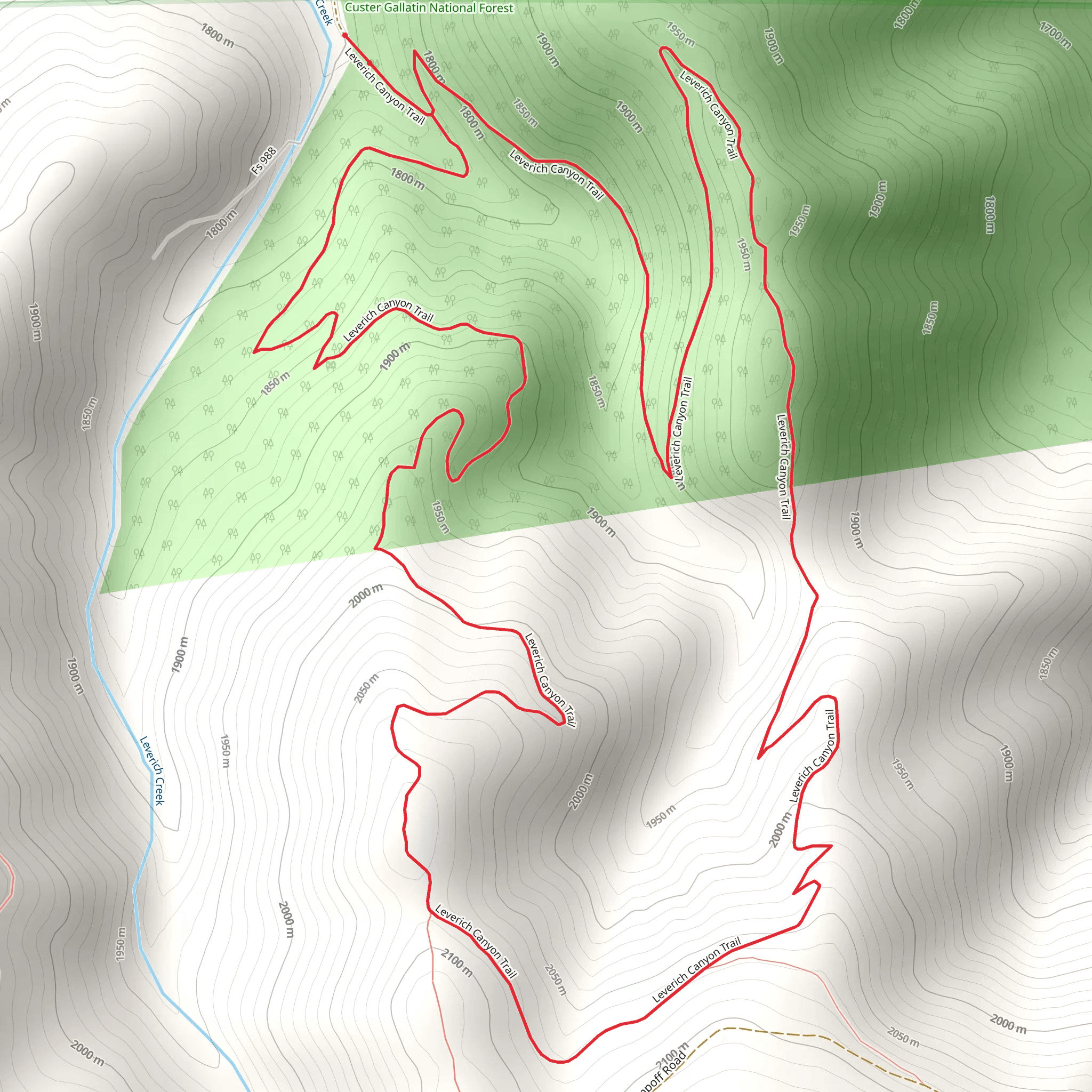 Leverich Canyon Trail mobile static map