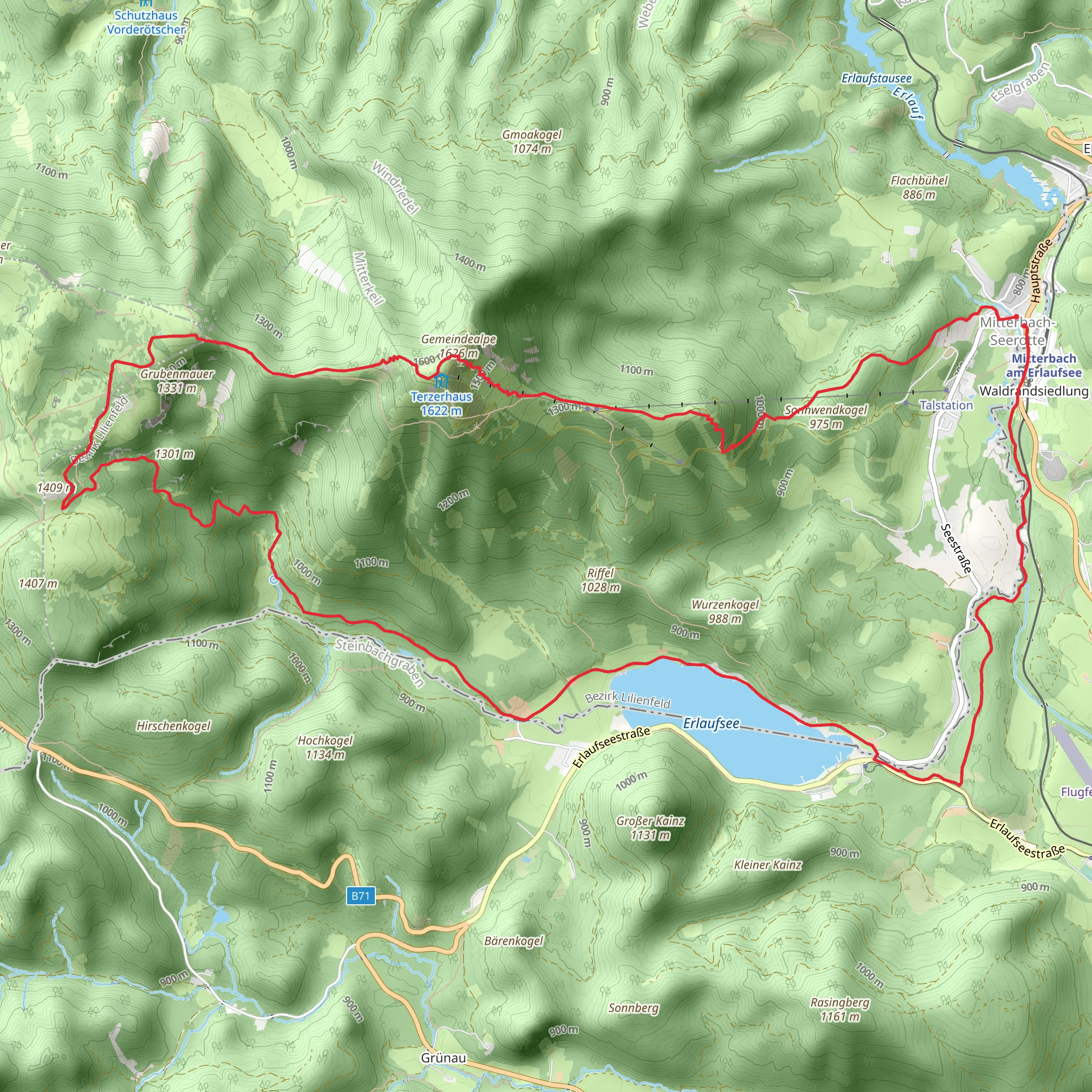 Legend trail no - 2 via Erlaufsee mobile static map