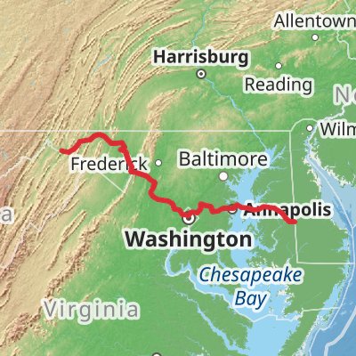 American Discovery Trail - Maryland and Washington DC mobile static map