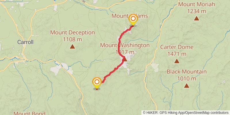 Appalachian Trail Section Hike - The Presidential Traverse stage 2 Map