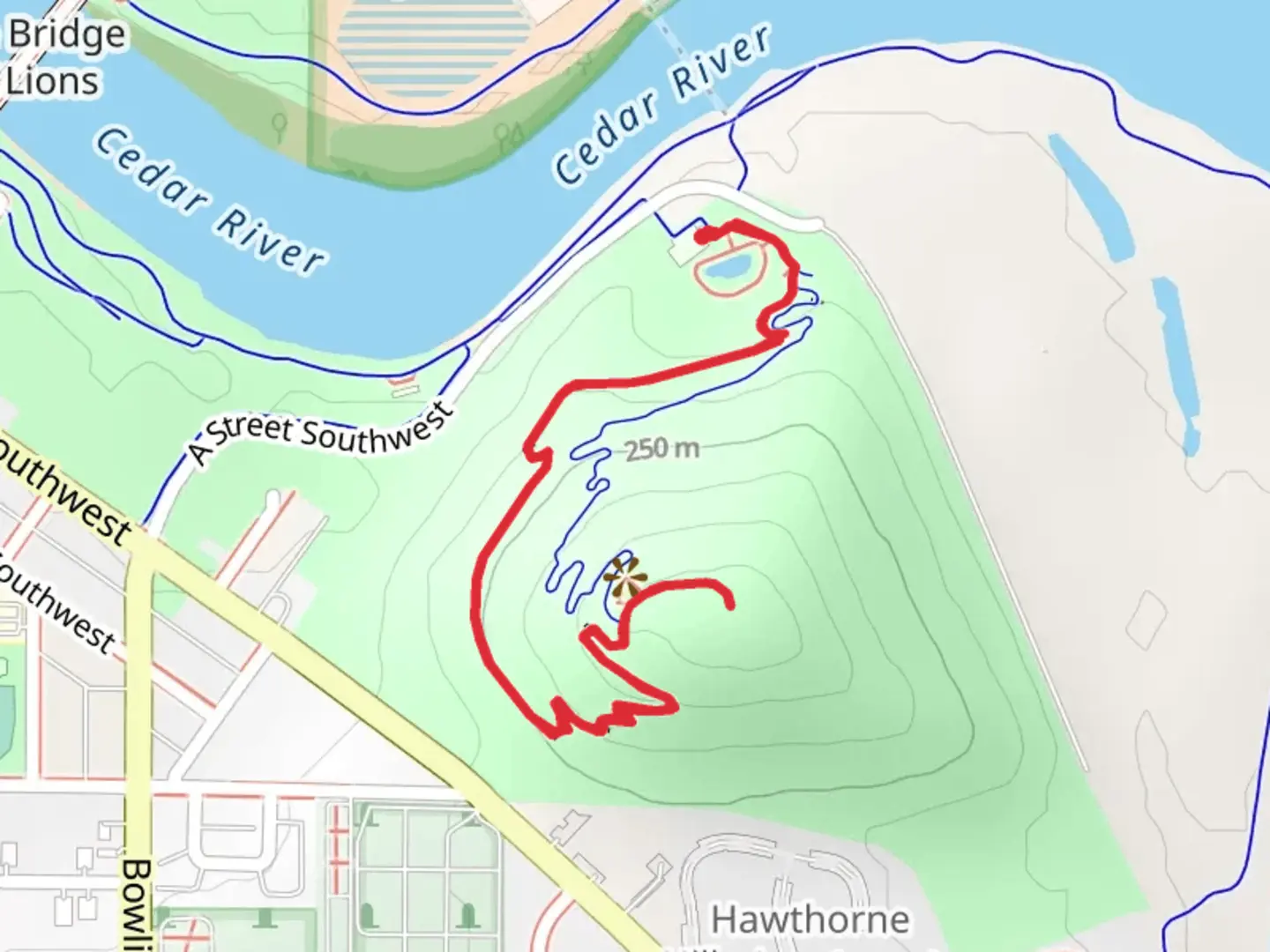 An image depicting the trail Mount Trashmore via Stumptown Trail and its surrounding area.
