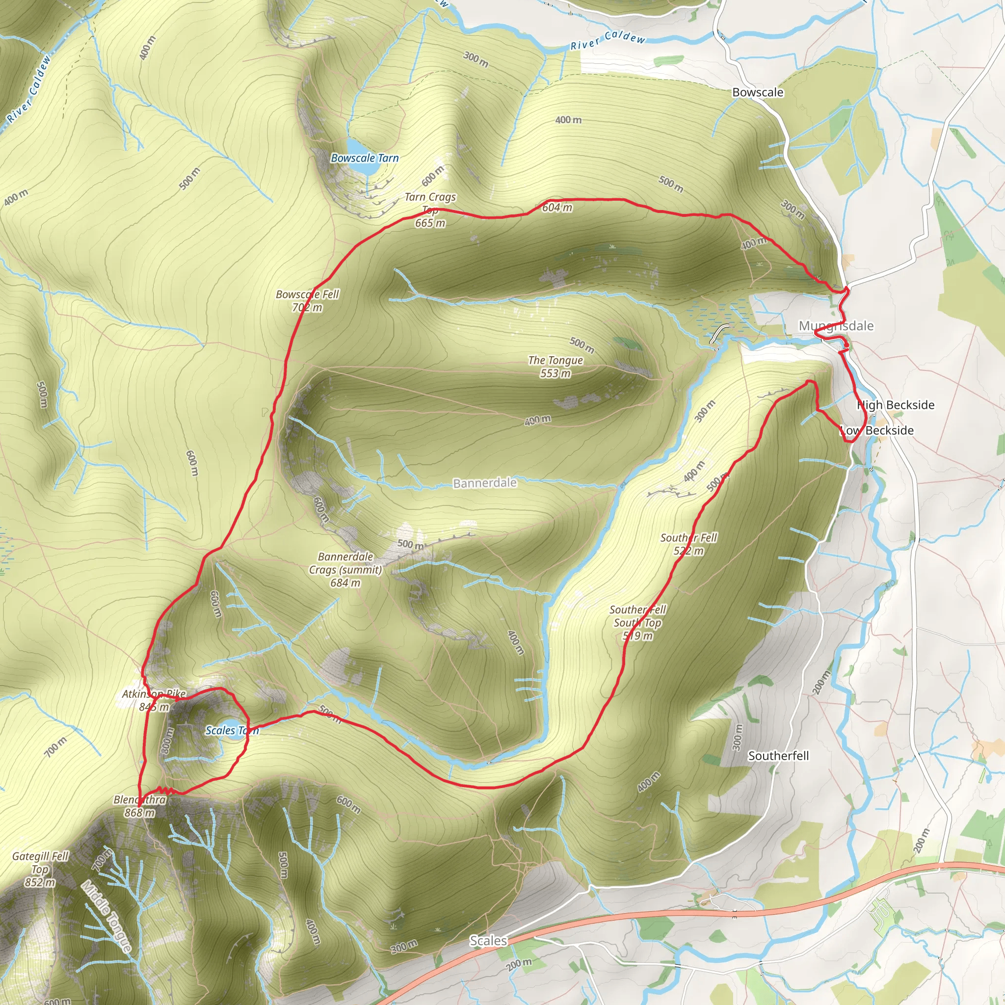 Bowscale Fell and Blencathra Loop via Souther Fell mobile static map