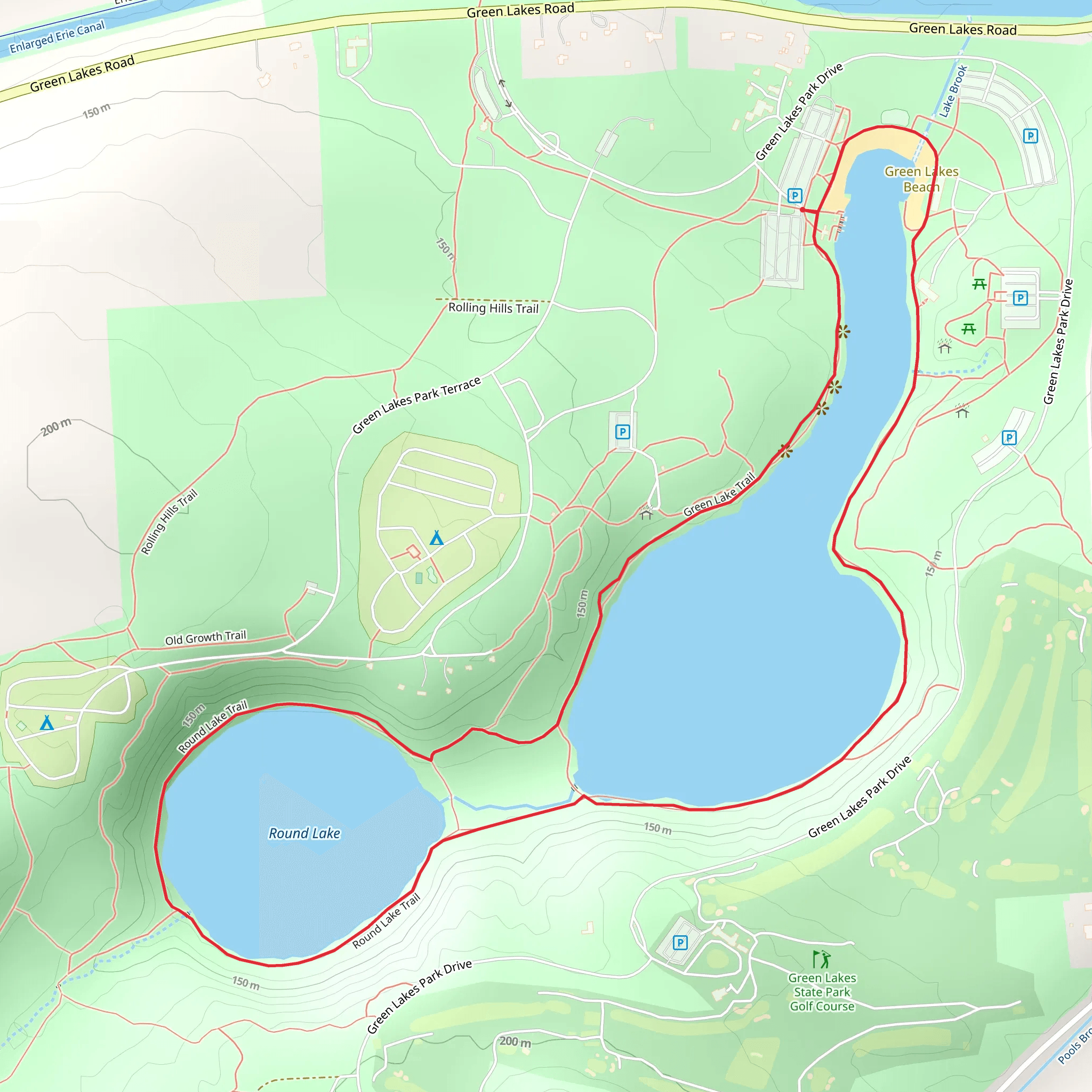 Green Lake and Round Lake Loop Trail mobile static map