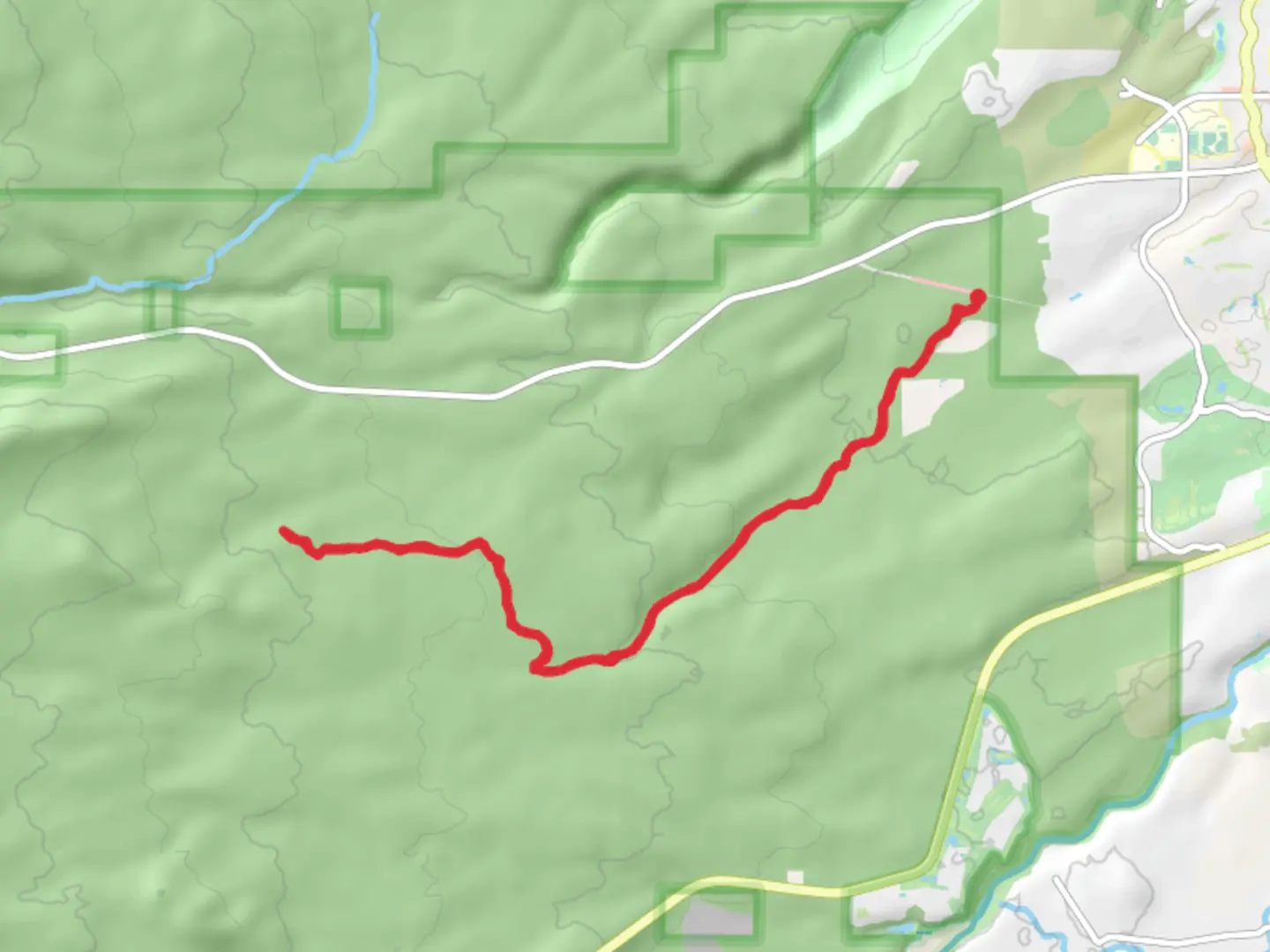 An image depicting the trail Phil's Trail Out and Back and its surrounding area.