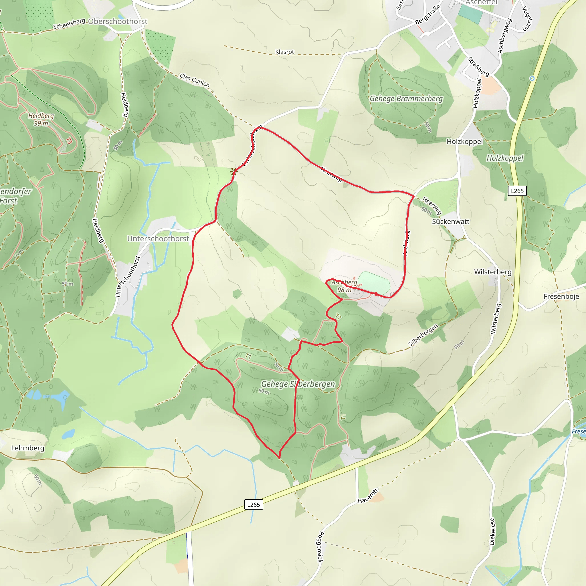 Gehege Silberbergen via Heerweg mobile static map