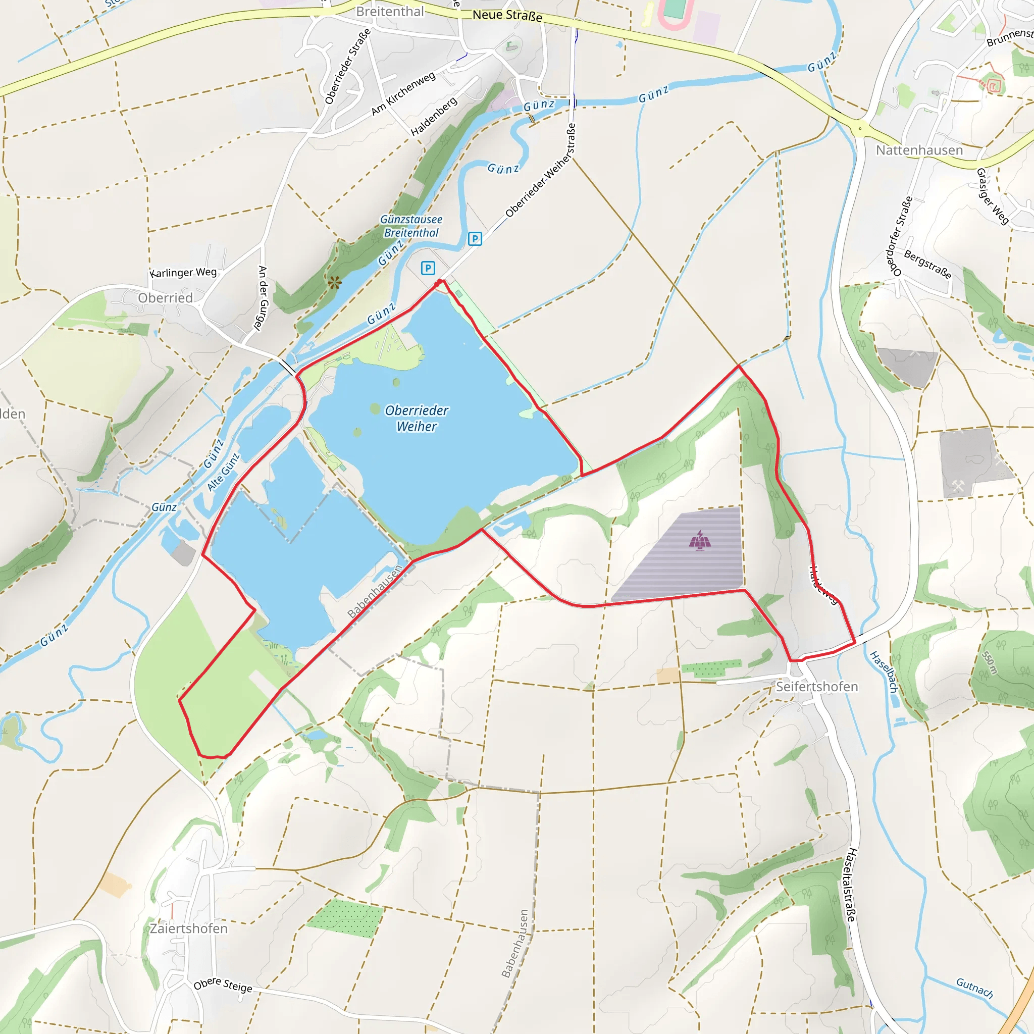 Oberrieder Weiher and Günzberg Loop mobile static map