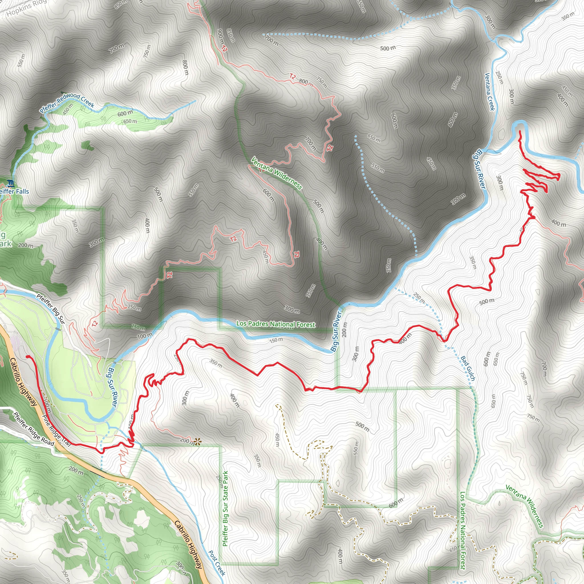 Ventana Camp via Pine Ridge Trail mobile static map