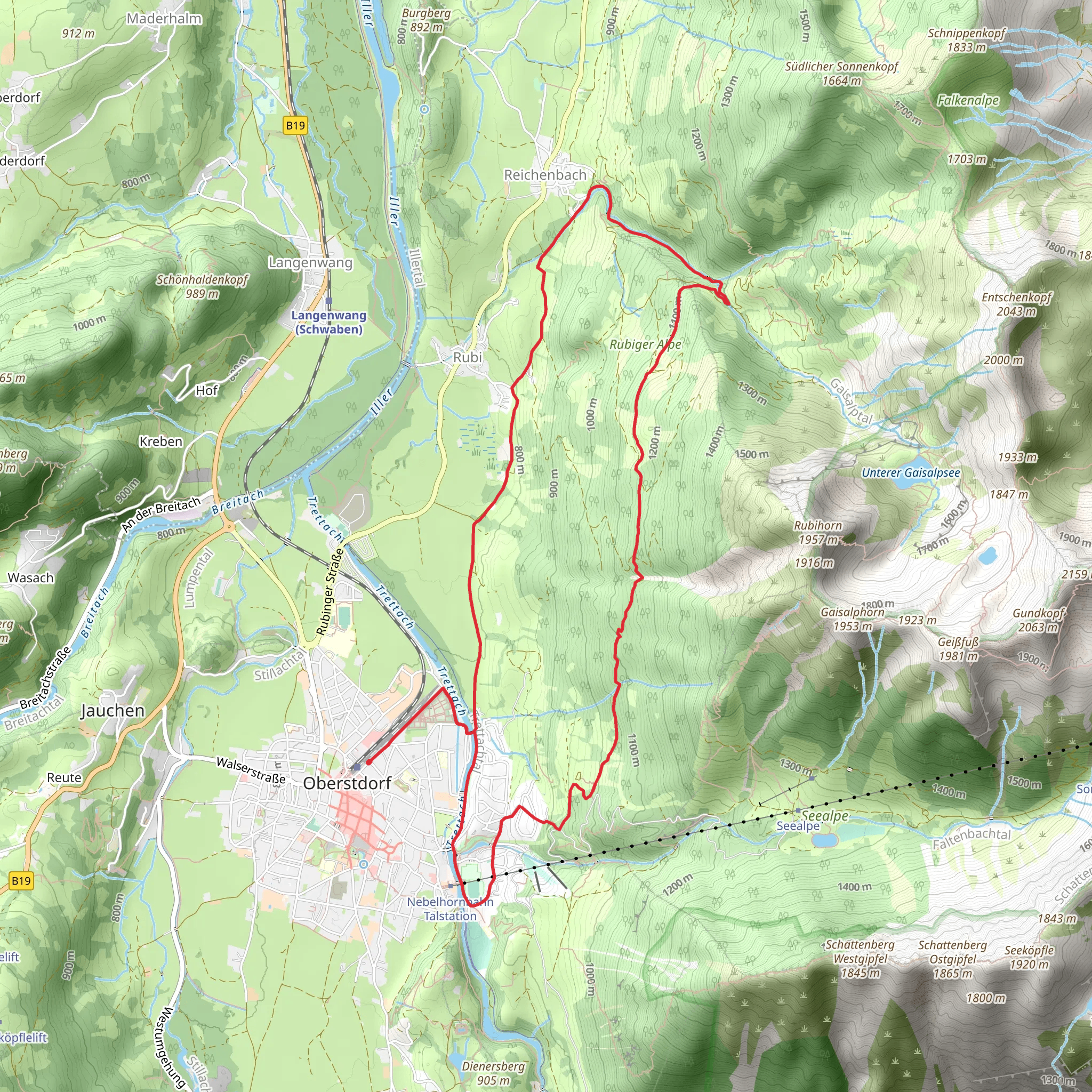 Dummelsmoos, Rubi, Gaisalpkapelle and Faltenbach Loop mobile static map