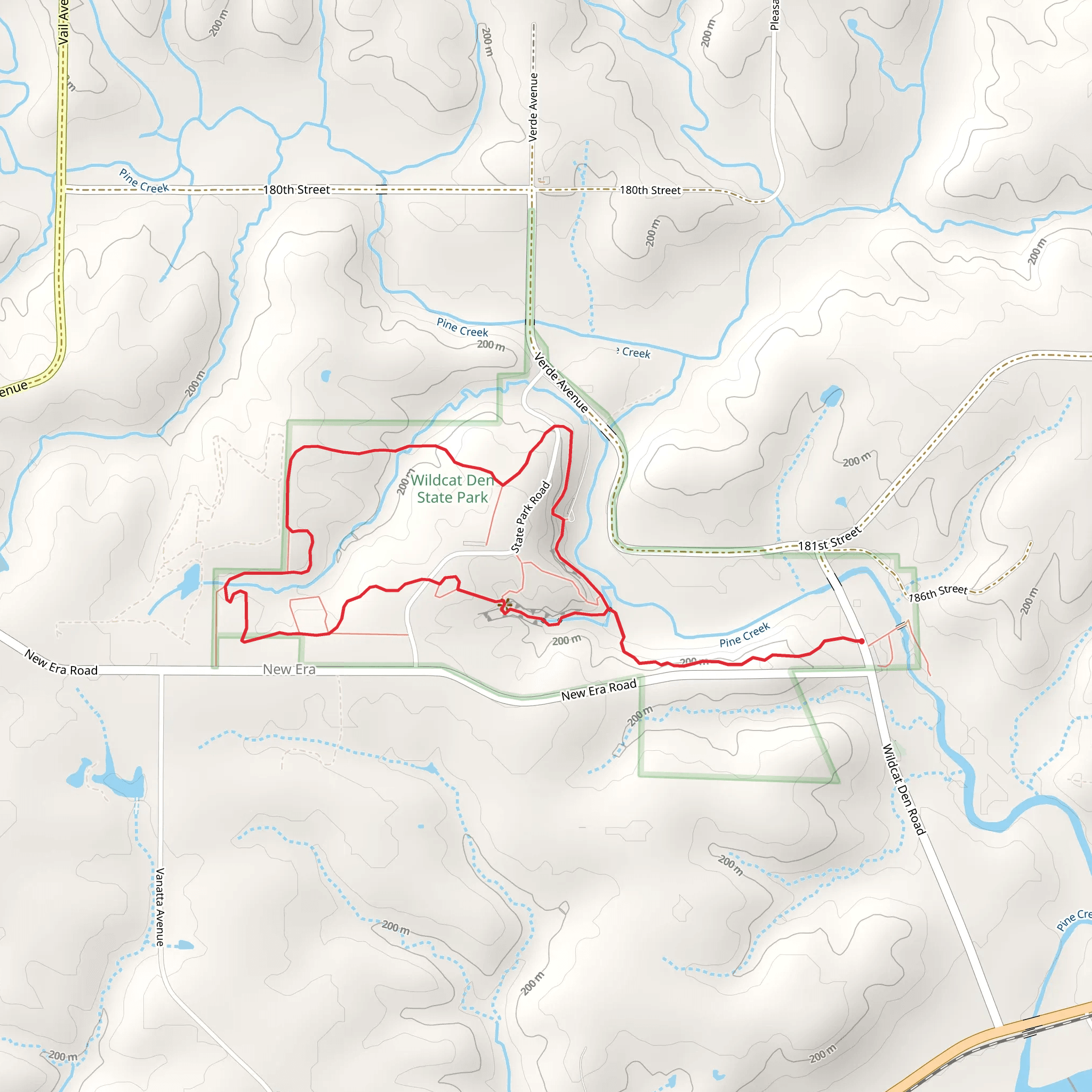 Wildcat Den State Park Loop mobile static map