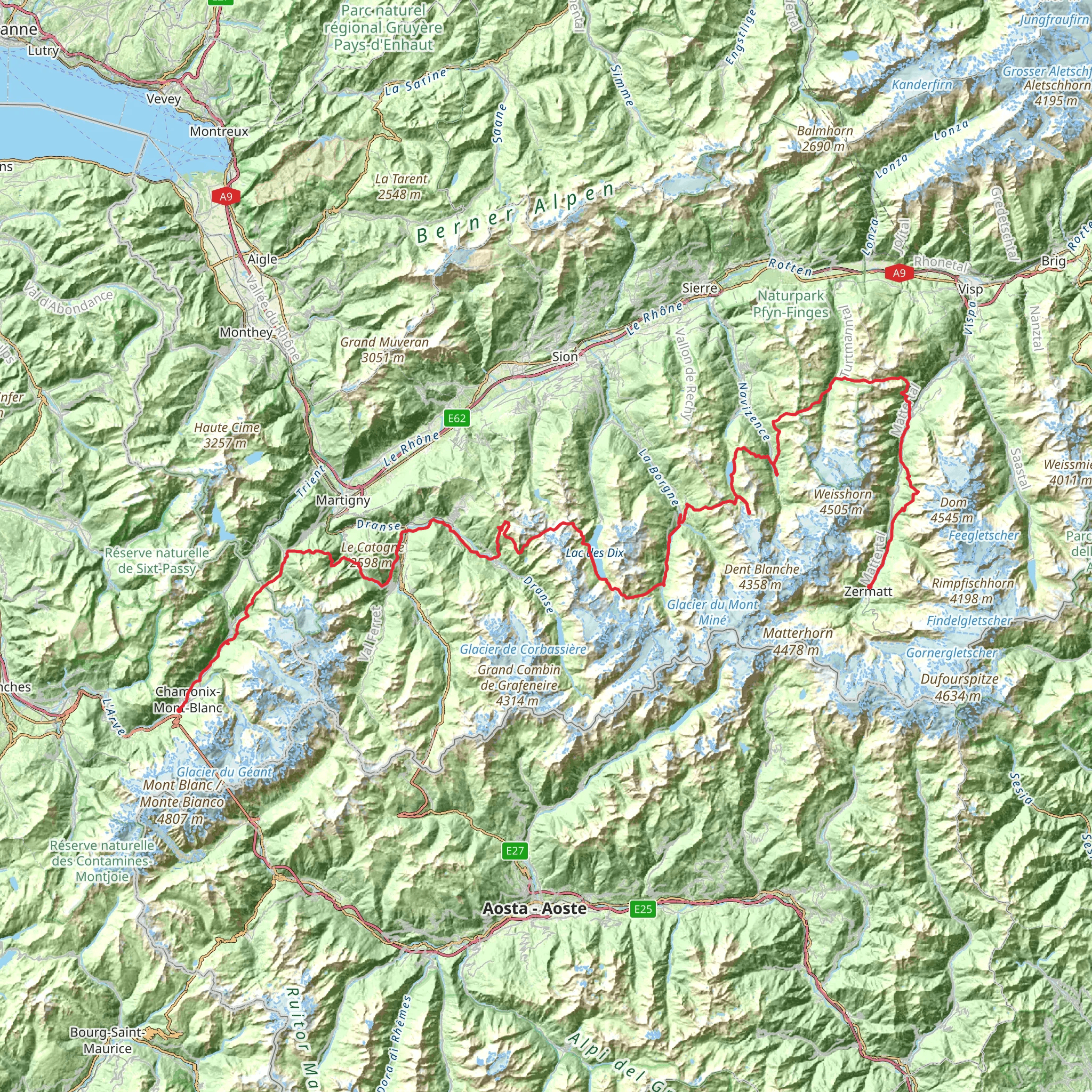 Walker’s Haute Route mobile static map