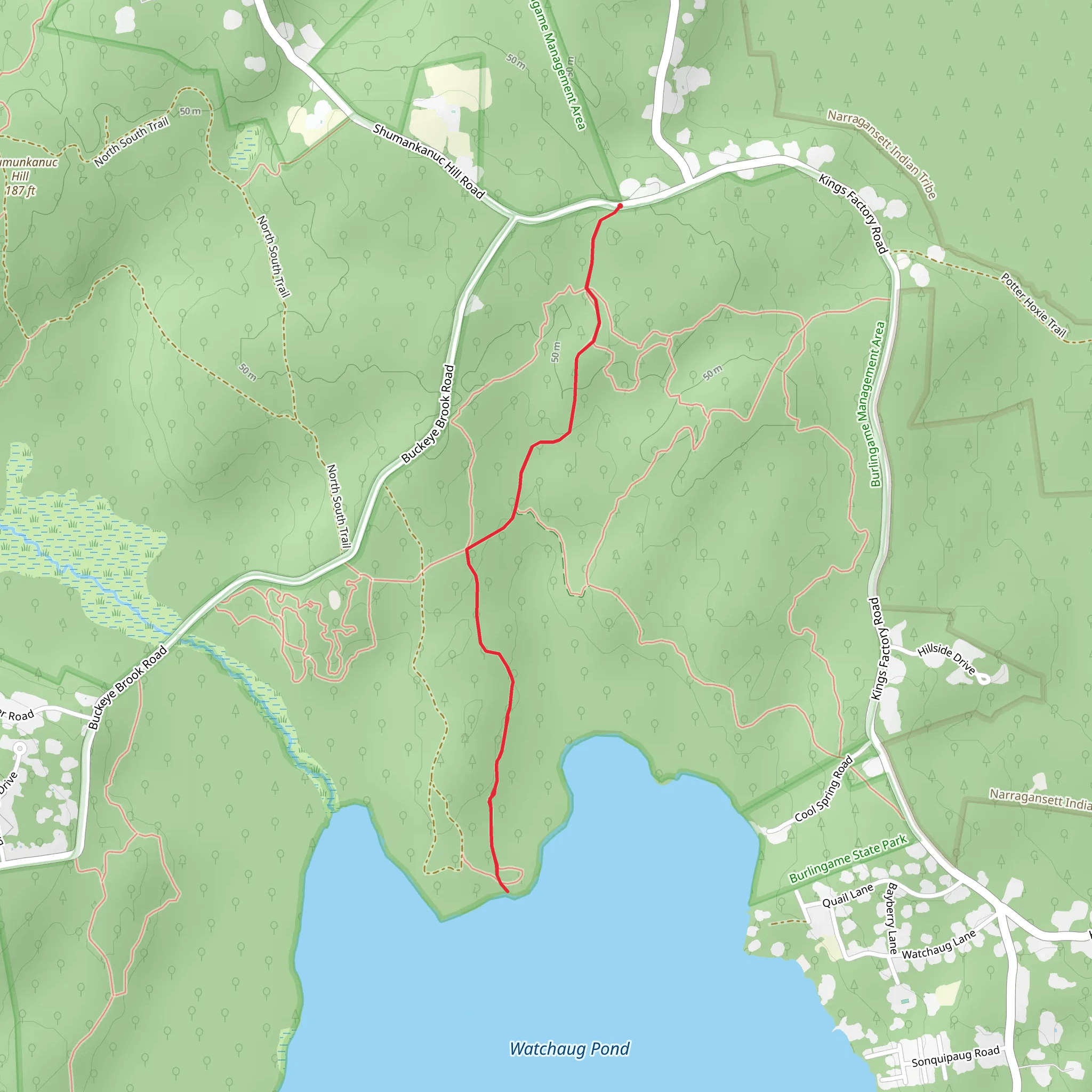 Watchaug Pond from Shumankanuc Hill Road mobile static map