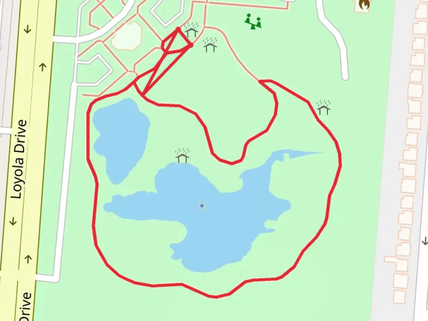 An image depicting the trail Kenner City Park Loop and its surrounding area.