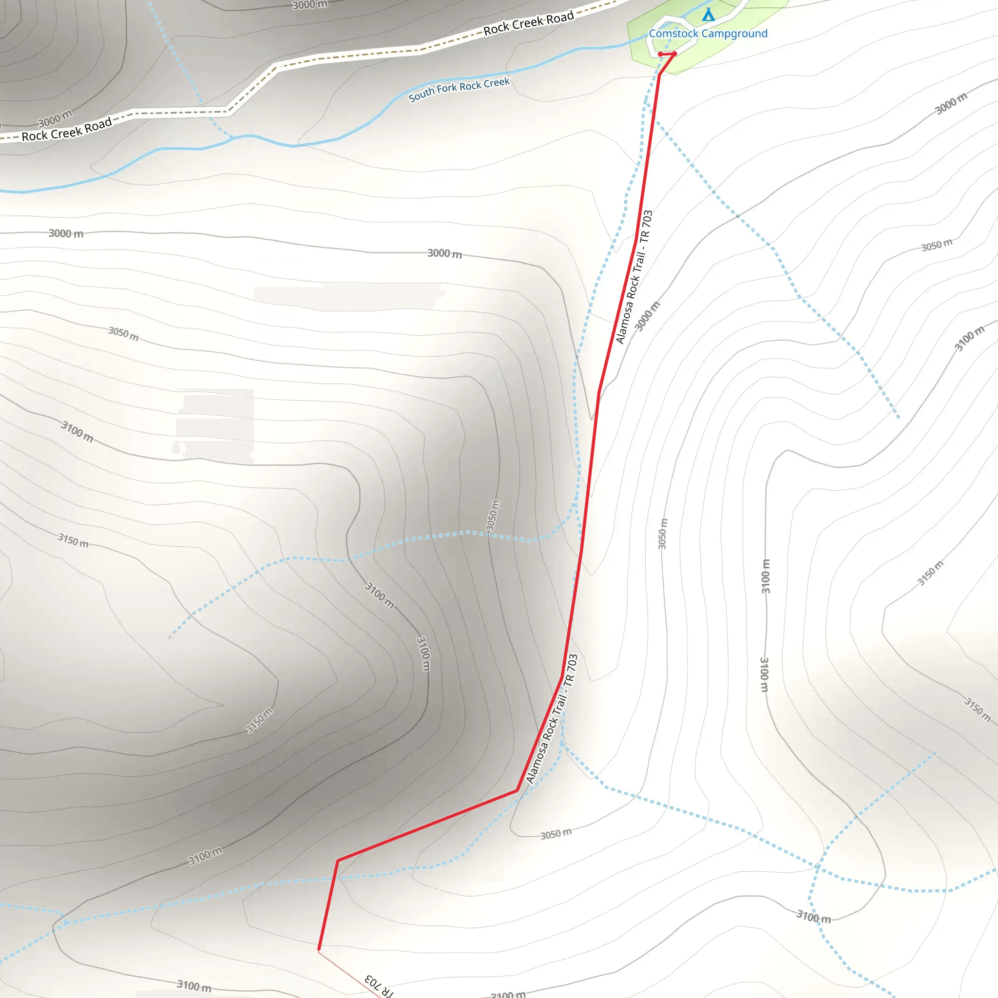 Comstock Campground Out and Back mobile static map