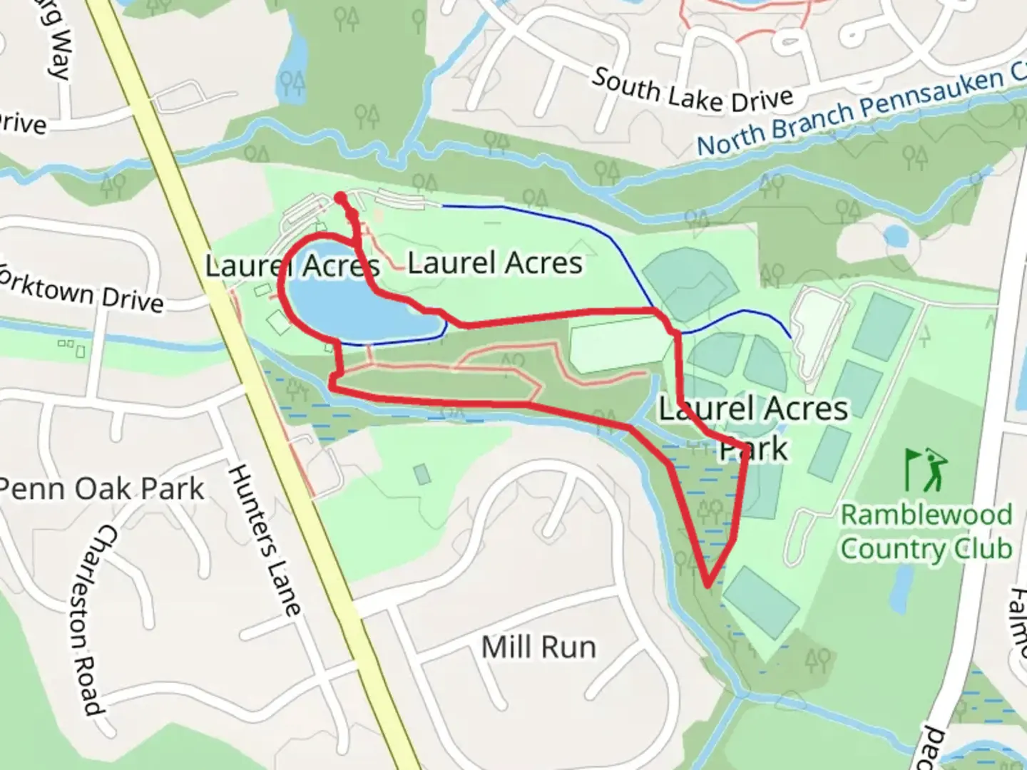An image depicting the trail Laurel Acres Park Loop and its surrounding area.