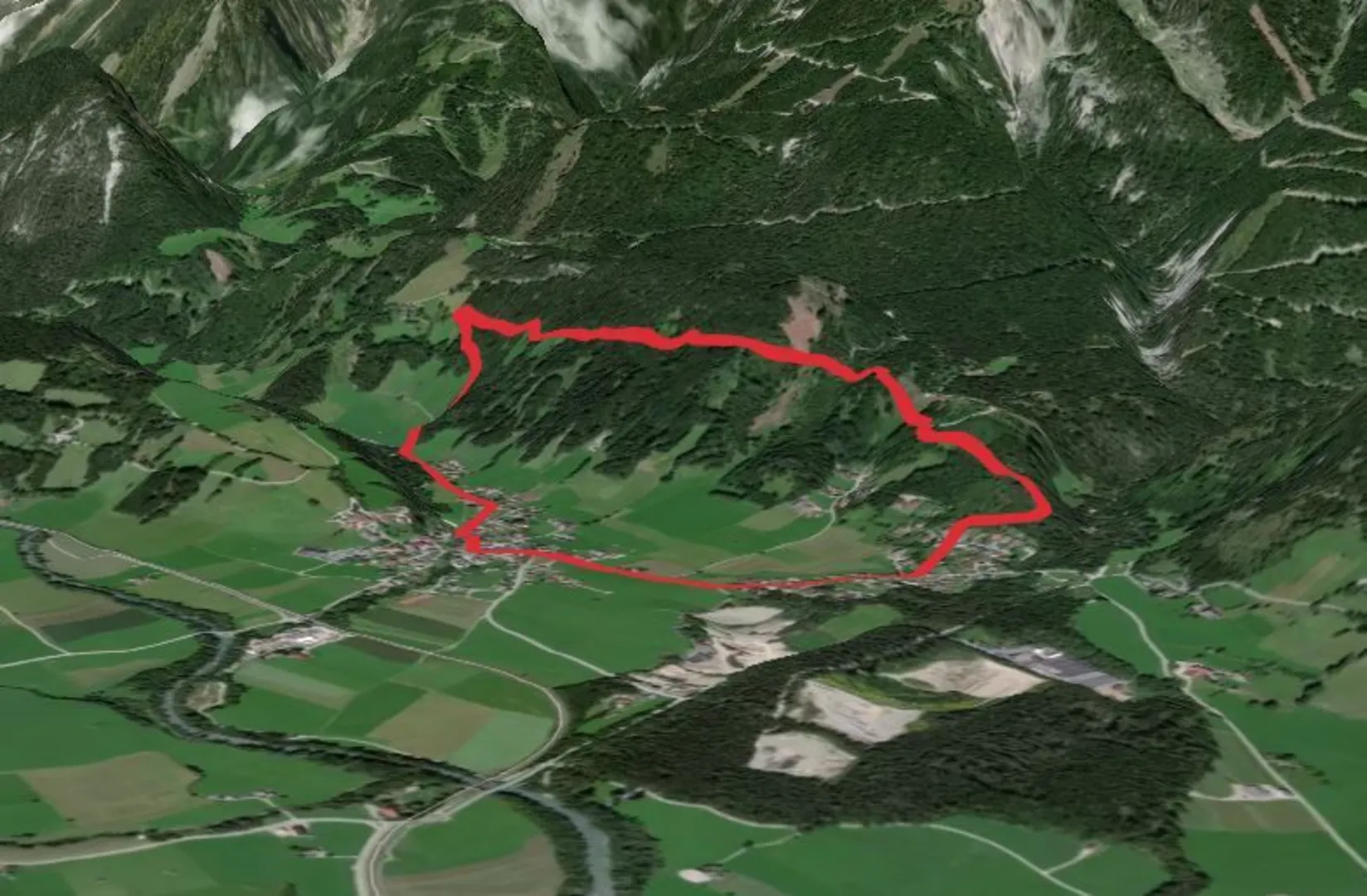 An image depicting the trail Weißenbach - Goassweg Loop Trail and its surrounding area.