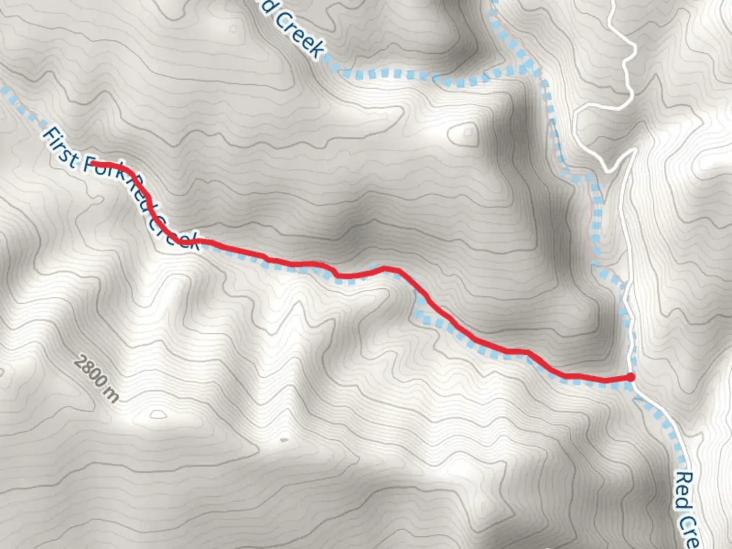 An image depicting the trail First Fork Trail and its surrounding area.