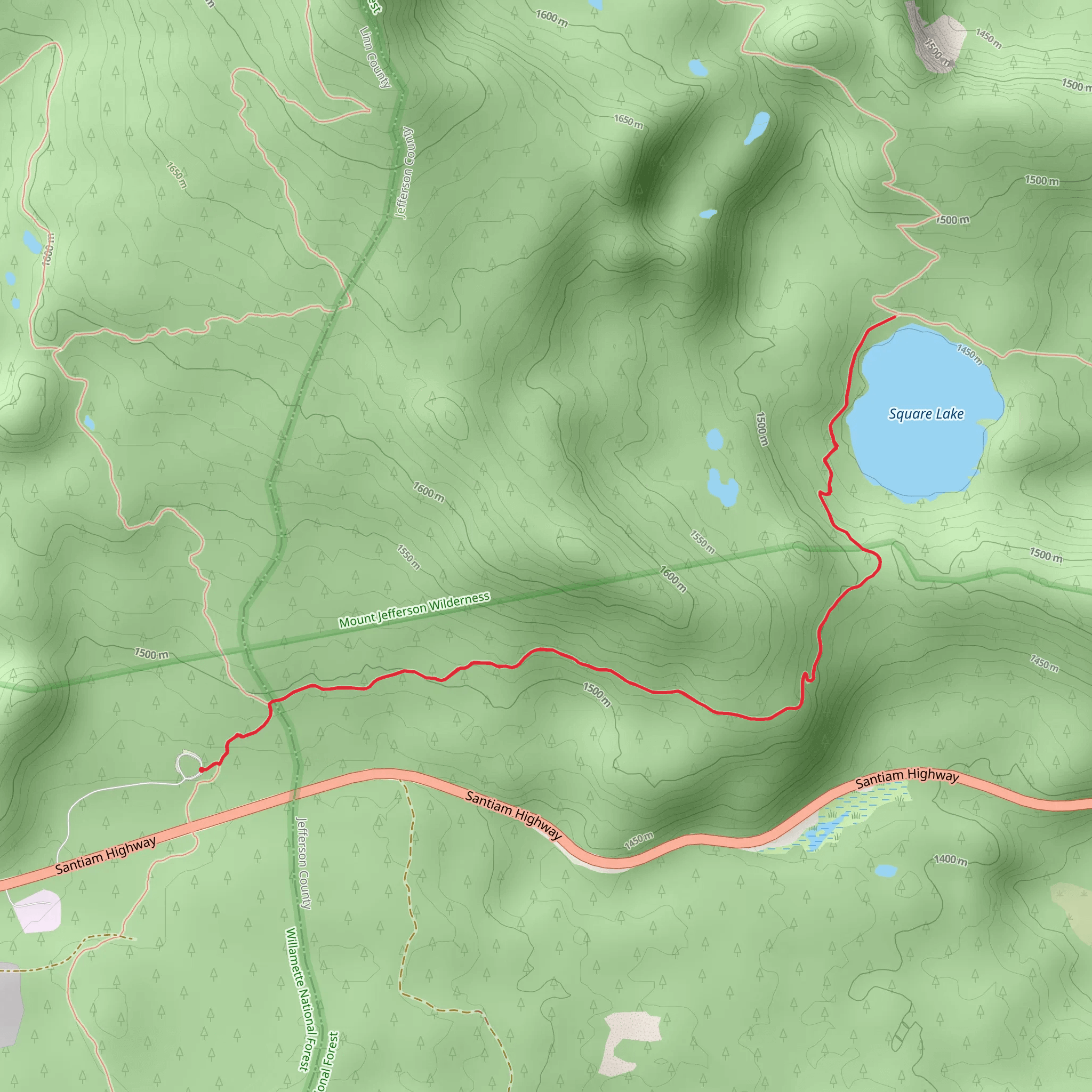 Square Lake via Old Summit Trail mobile static map