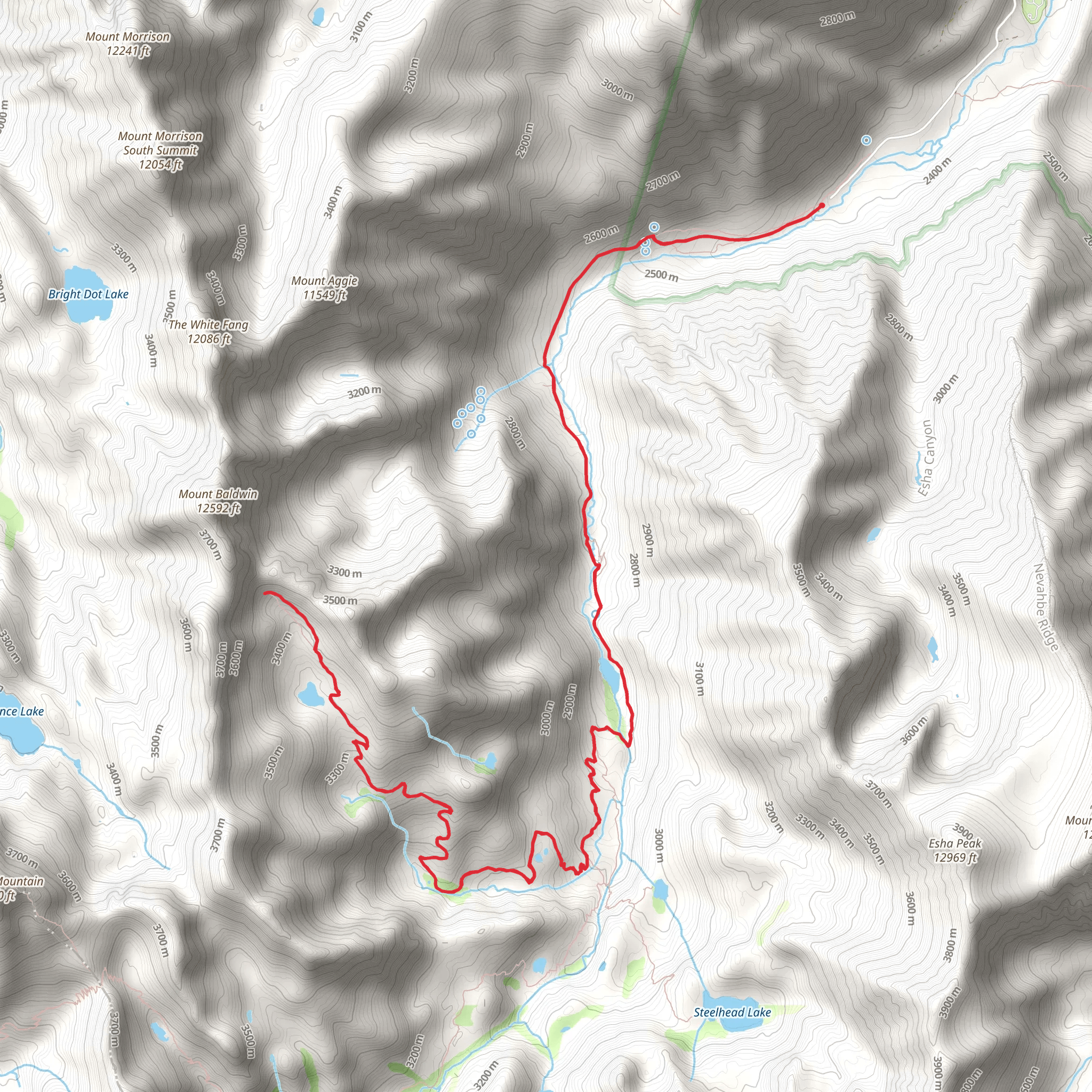 Baldwin Canyon via McGee Pass Trail mobile static map
