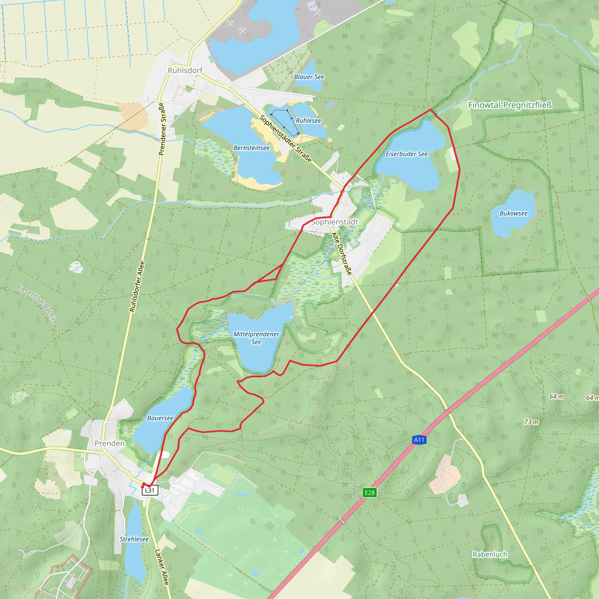 Mittelprendener See and Eiserbuder See Loop mobile static map
