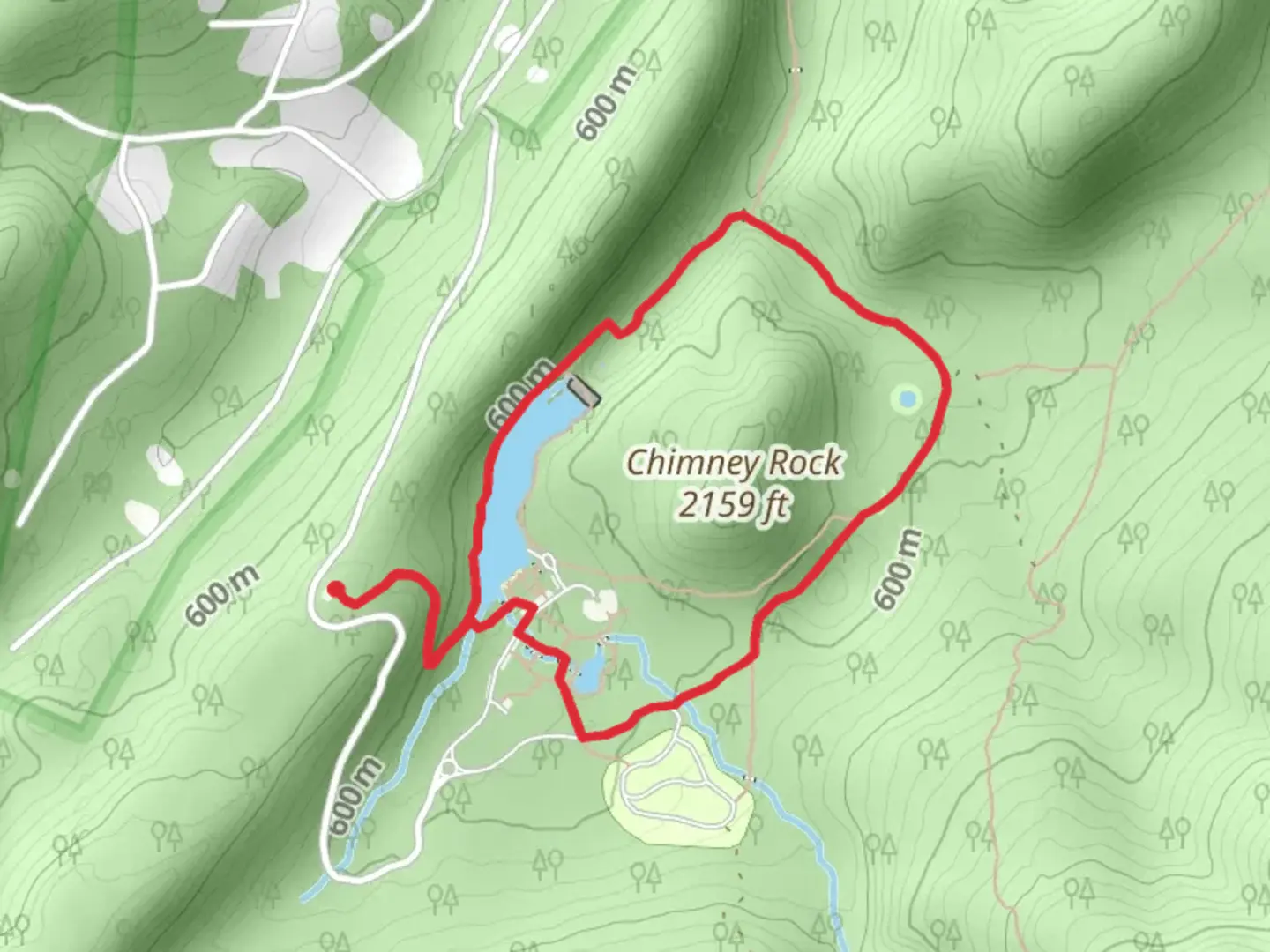 An image depicting the trail Rockcliff Lake - Chimney Rock Loop Trail and its surrounding area.