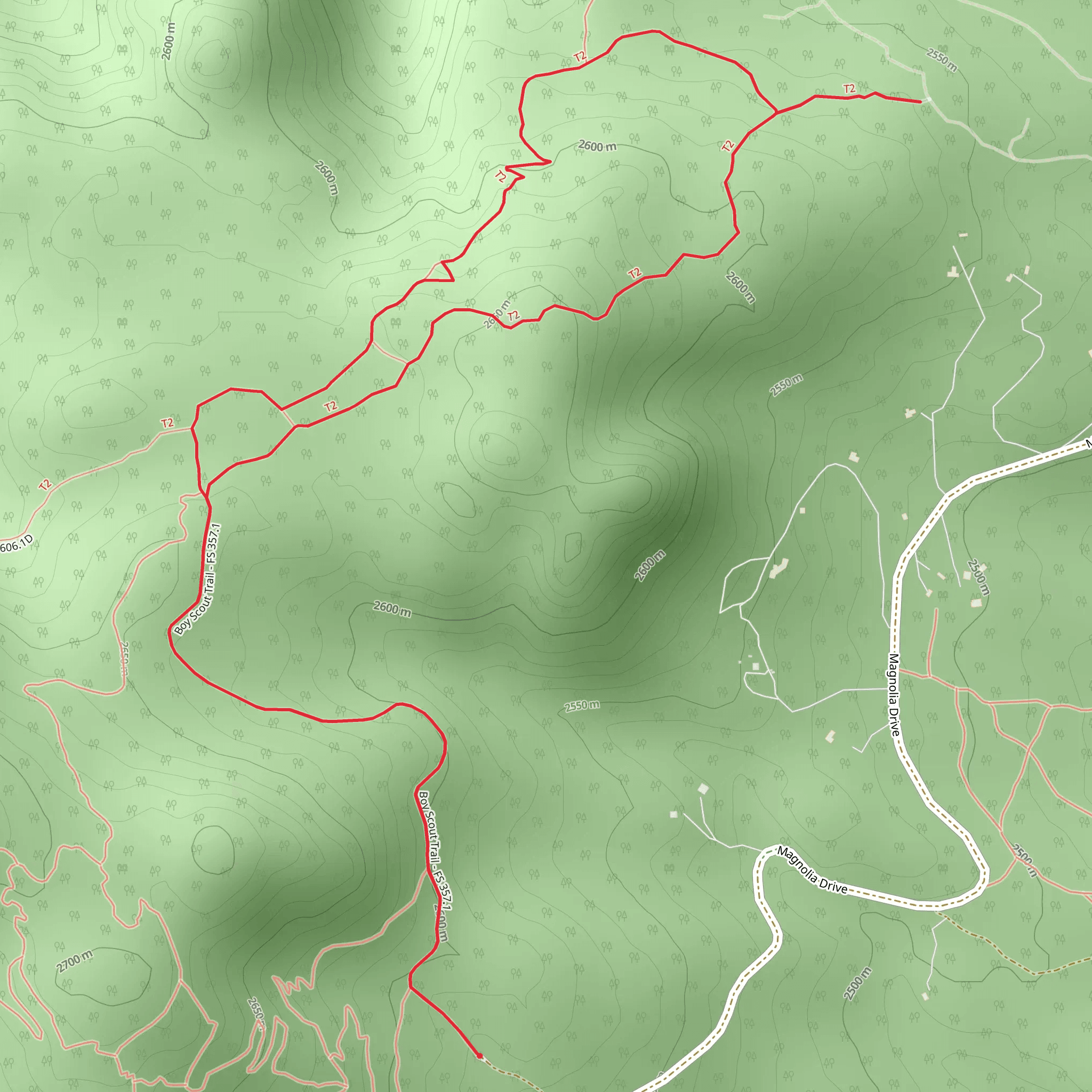 Boy Scout Spur Trail via Boy Scout Connector Trail mobile static map