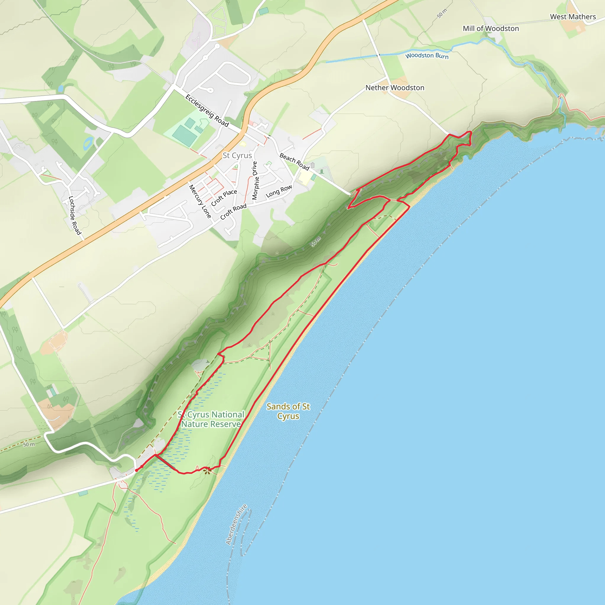 St Cyrus Beach Loop mobile static map
