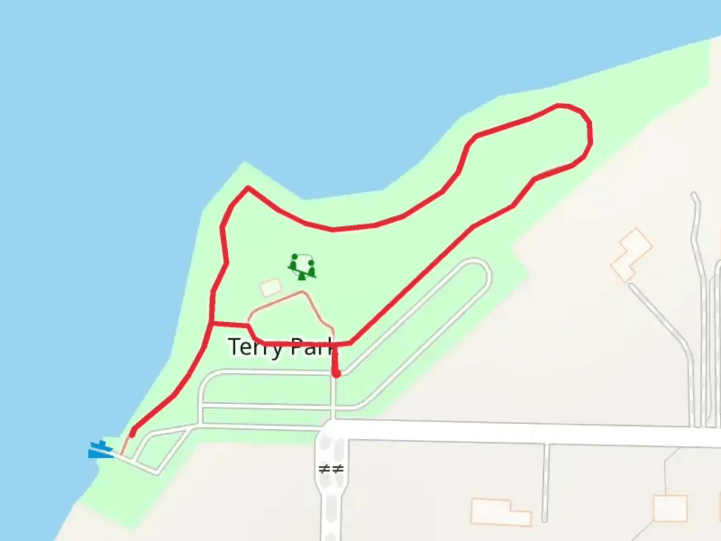 An image depicting the trail Terry Park Loop and its surrounding area.