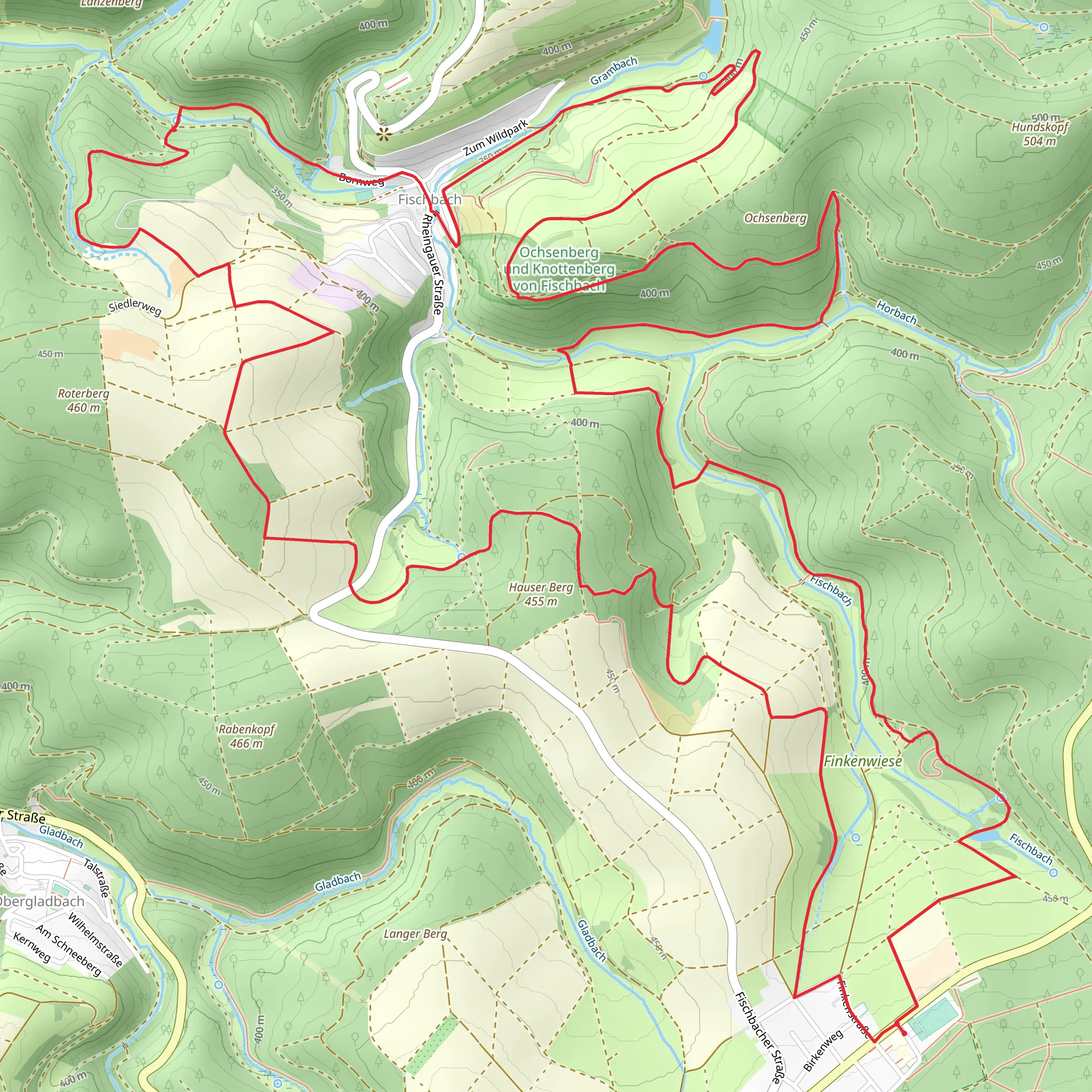 Fischbach Loop via Ochsenberg und Knottenberg von Fischbach mobile static map