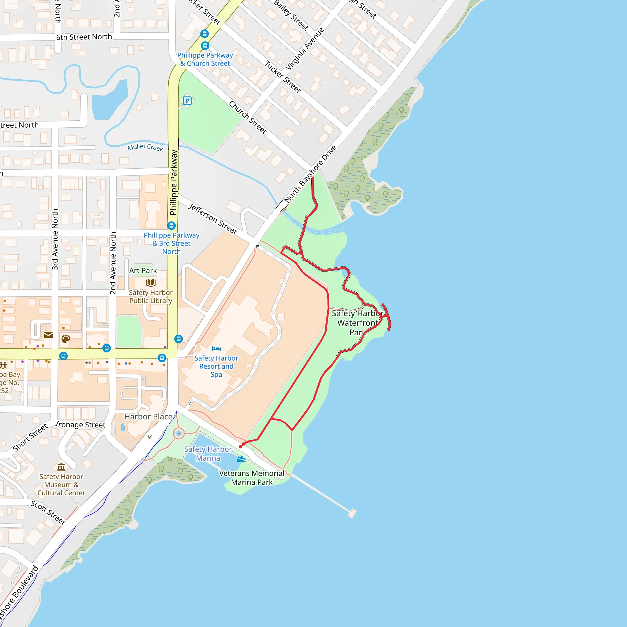 Safety Harbor Waterfront Park Loop mobile static map
